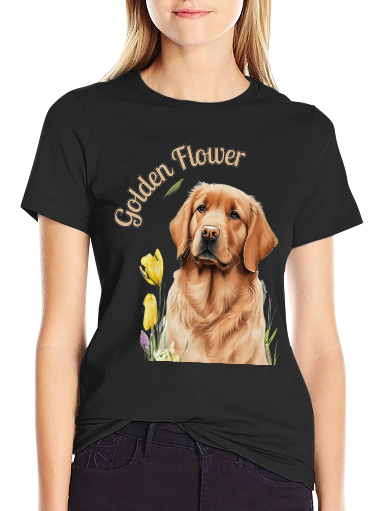 Golden Flower Dog Graphic Tee