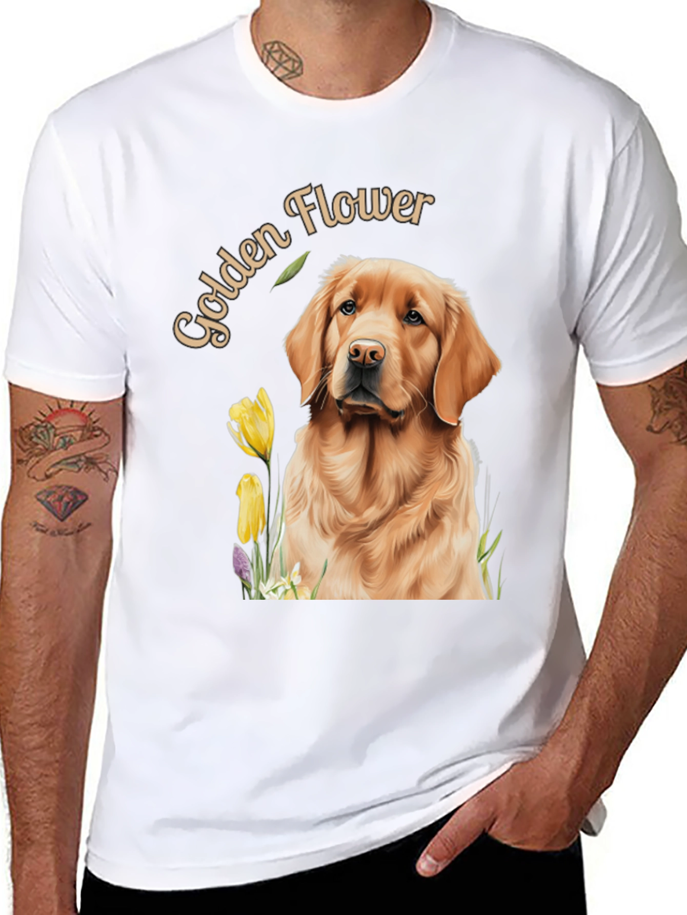 Golden Flower Dog Graphic Tee