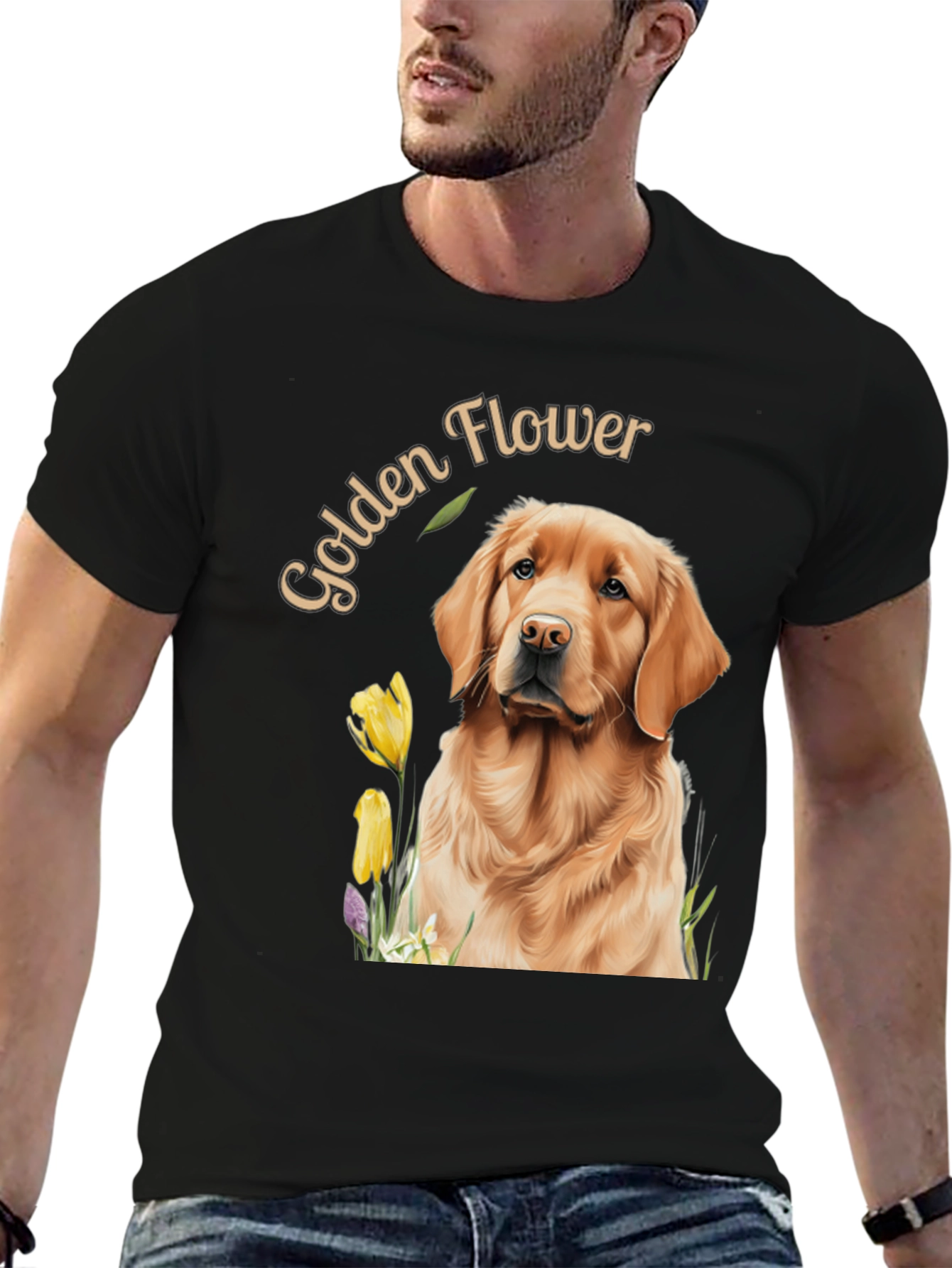 Golden Flower Dog Graphic Tee