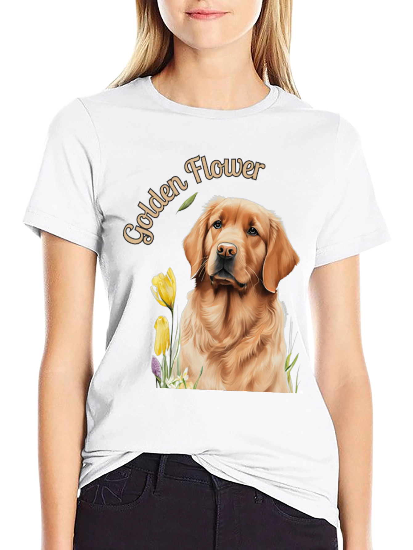 Golden Flower Dog Graphic Tee
