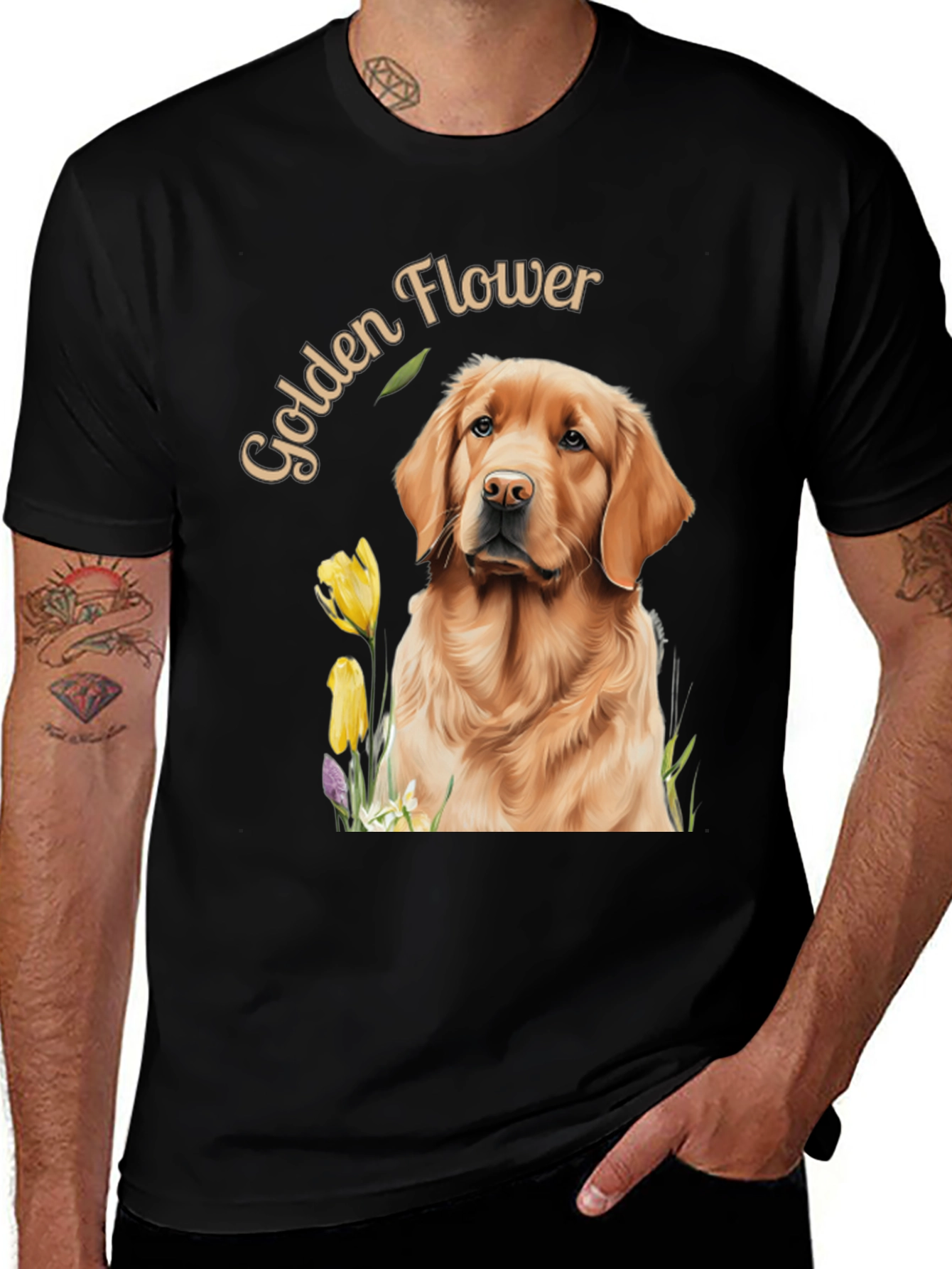 Golden Flower Dog Graphic Tee