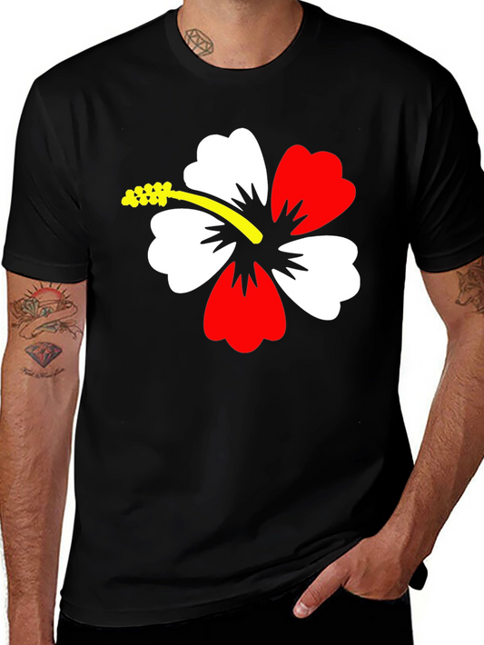 Hibiscus Flower Graphic Black T-Shirt