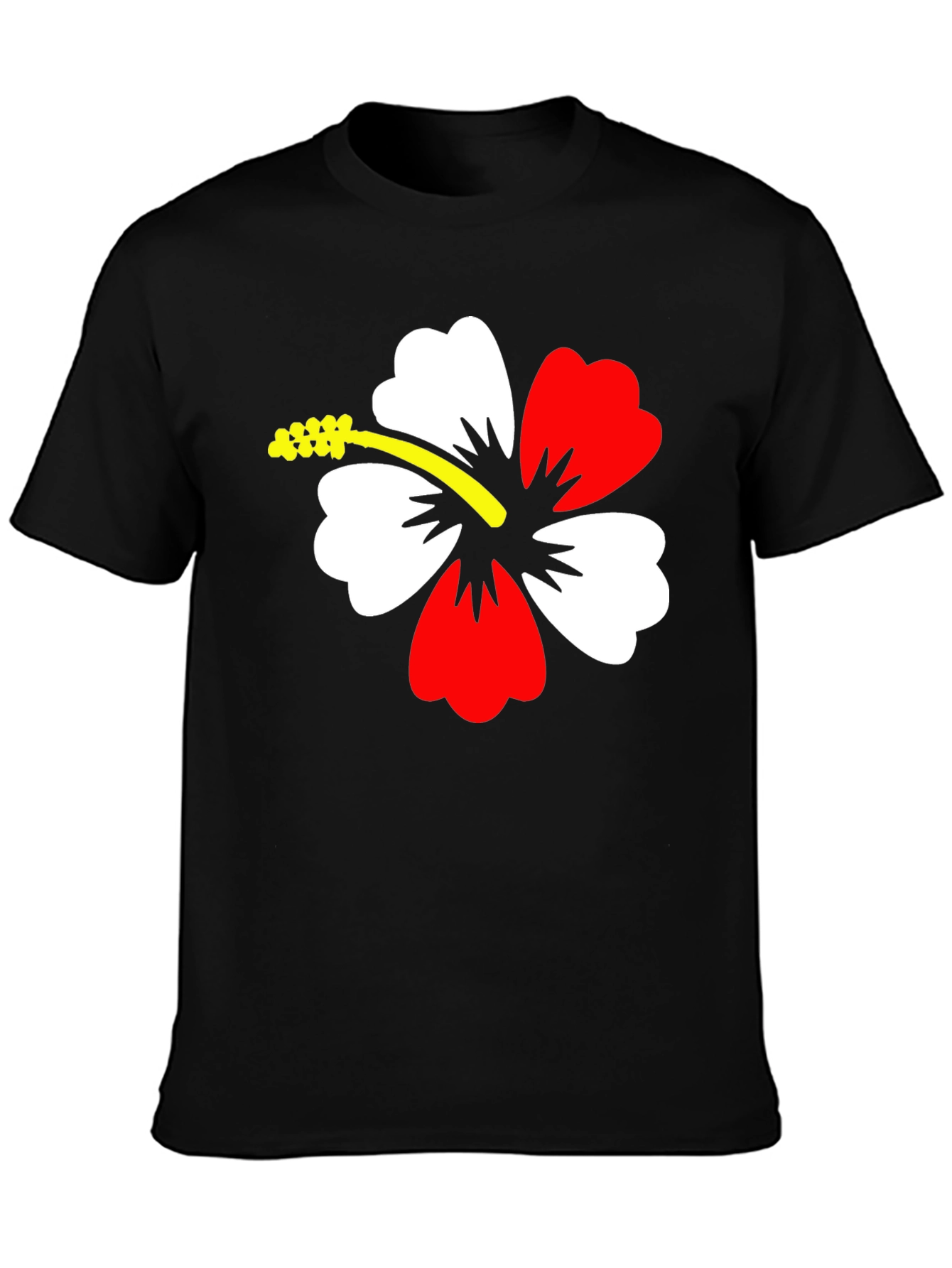 Hibiscus Flower Graphic Black T-Shirt
