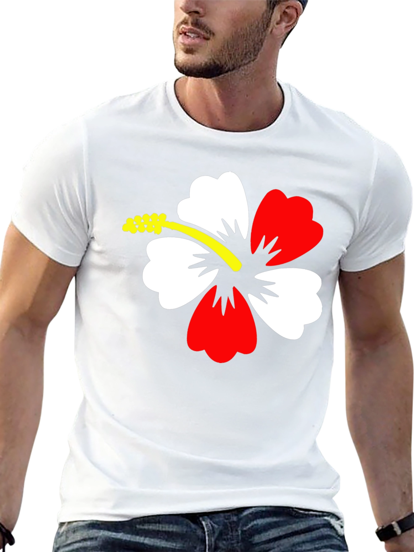 Hibiscus Flower Graphic Black T-Shirt