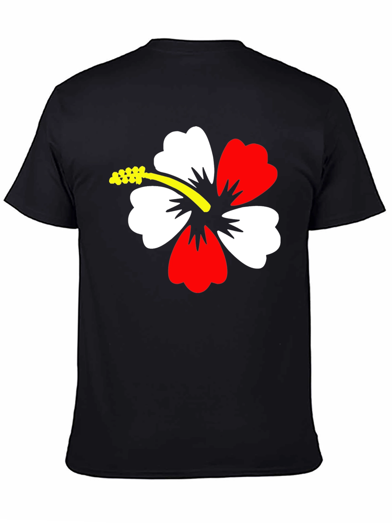 Hibiscus Flower Graphic Black T-Shirt