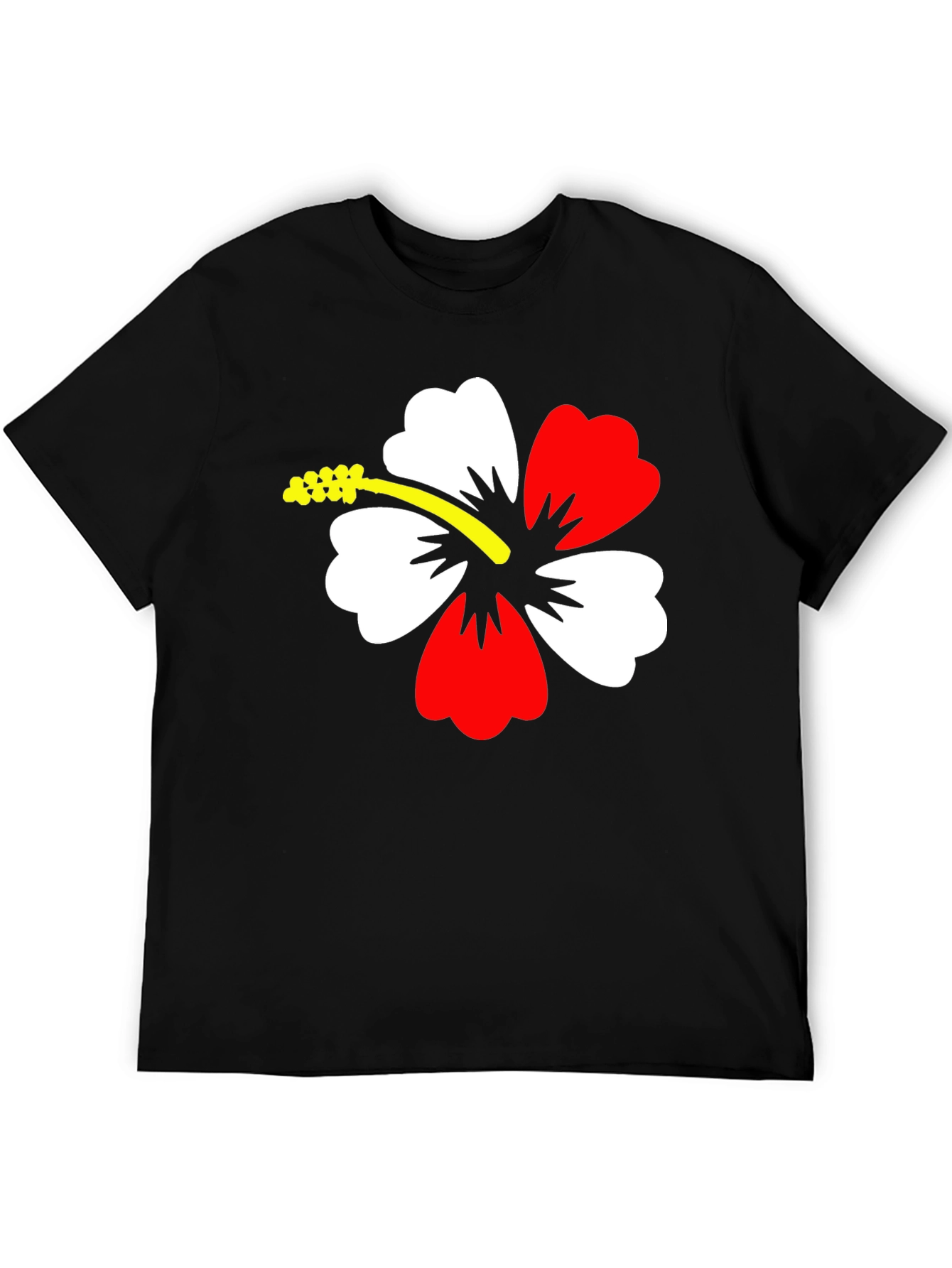 Hibiscus Flower Graphic Black T-Shirt
