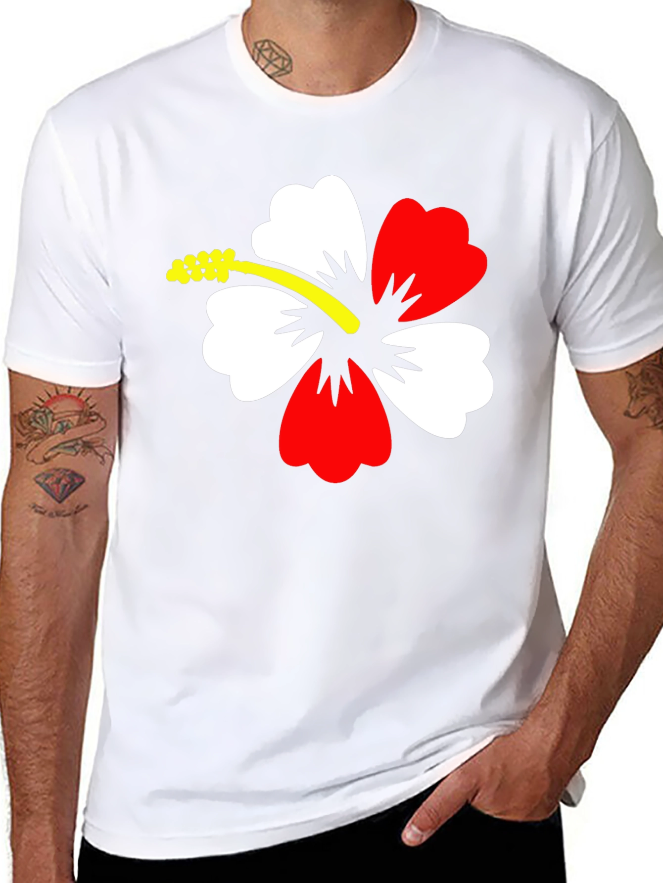 Hibiscus Flower Graphic Black T-Shirt