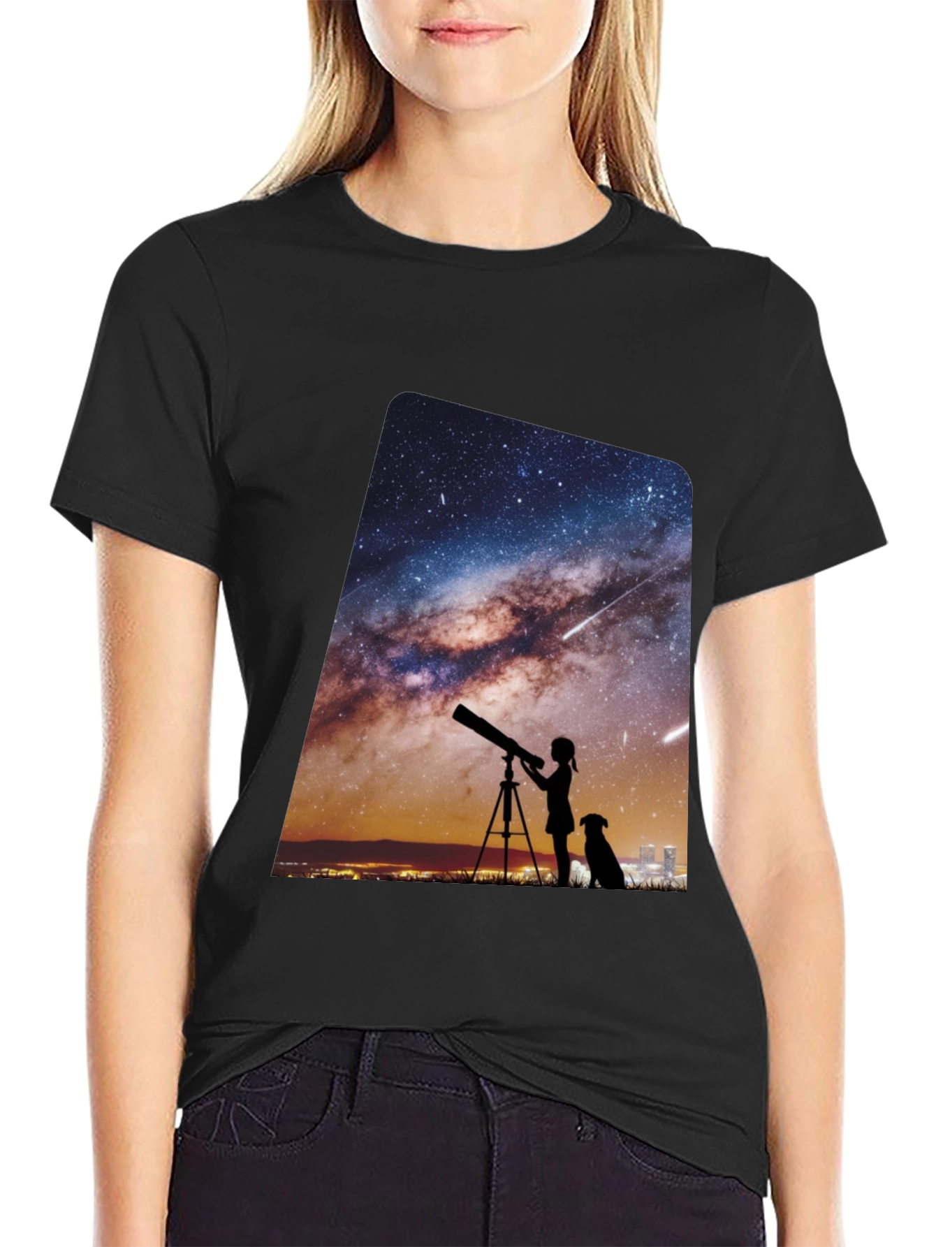Starry Night Telescope Graphic Tee