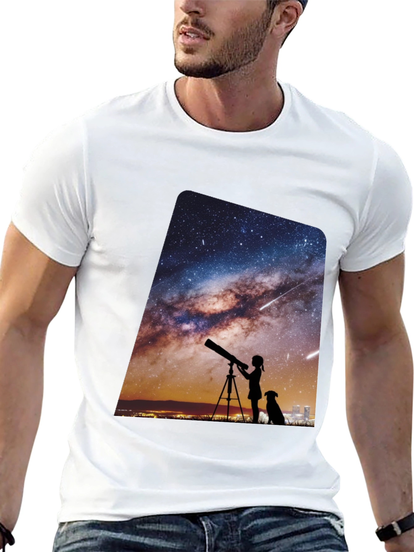 Starry Night Telescope Graphic Tee