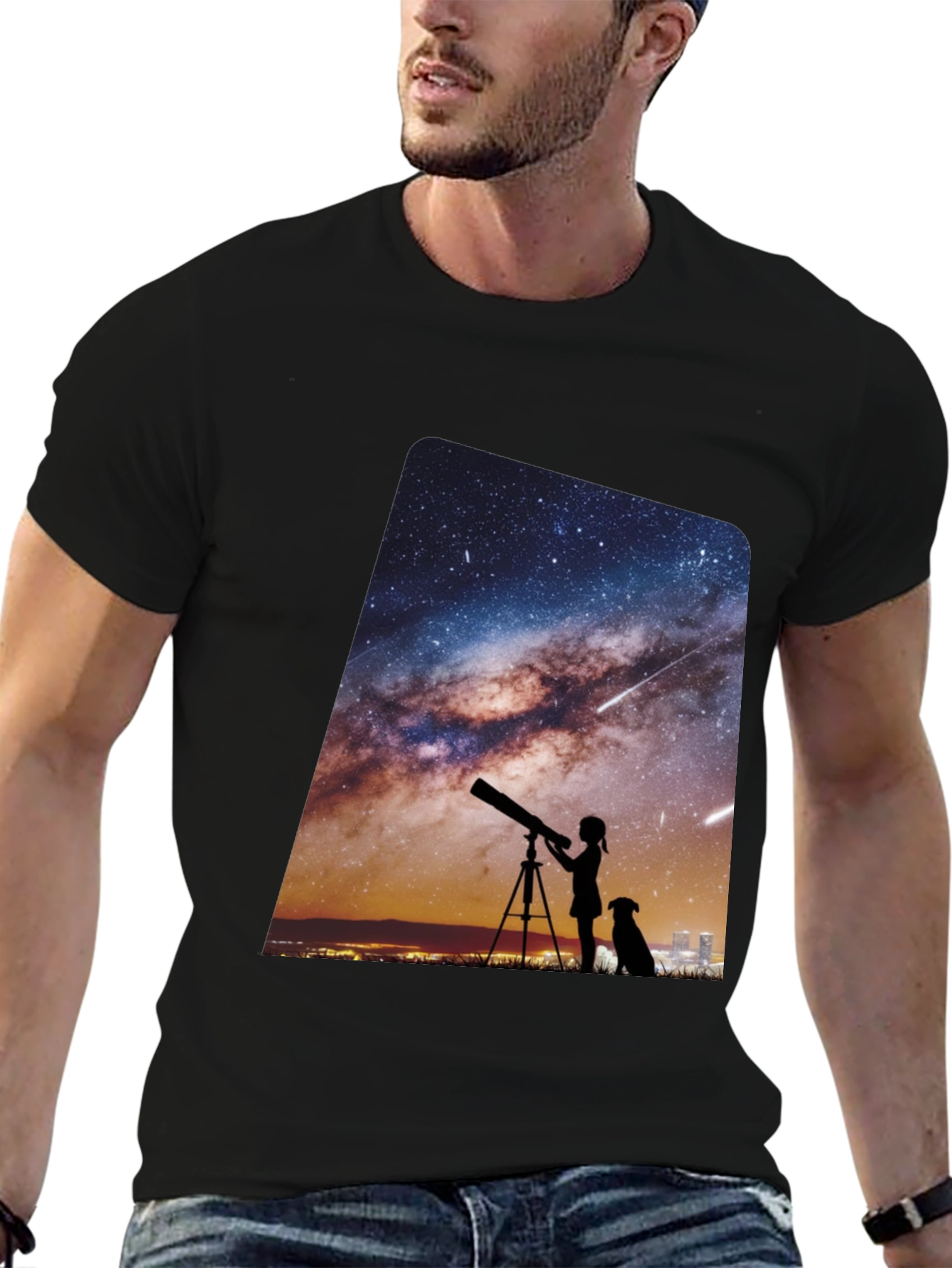 Starry Night Telescope Graphic Tee