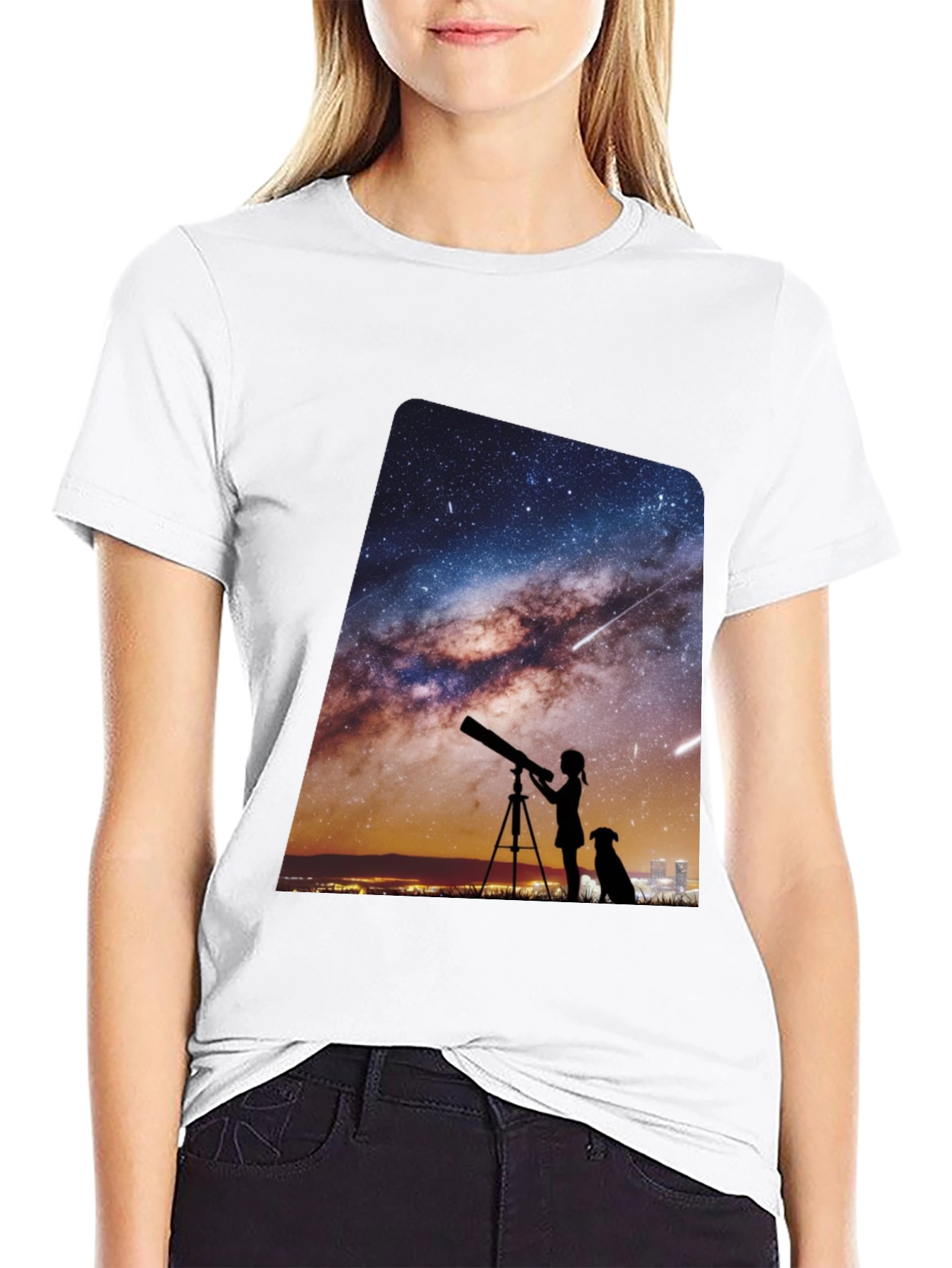 Starry Night Telescope Graphic Tee