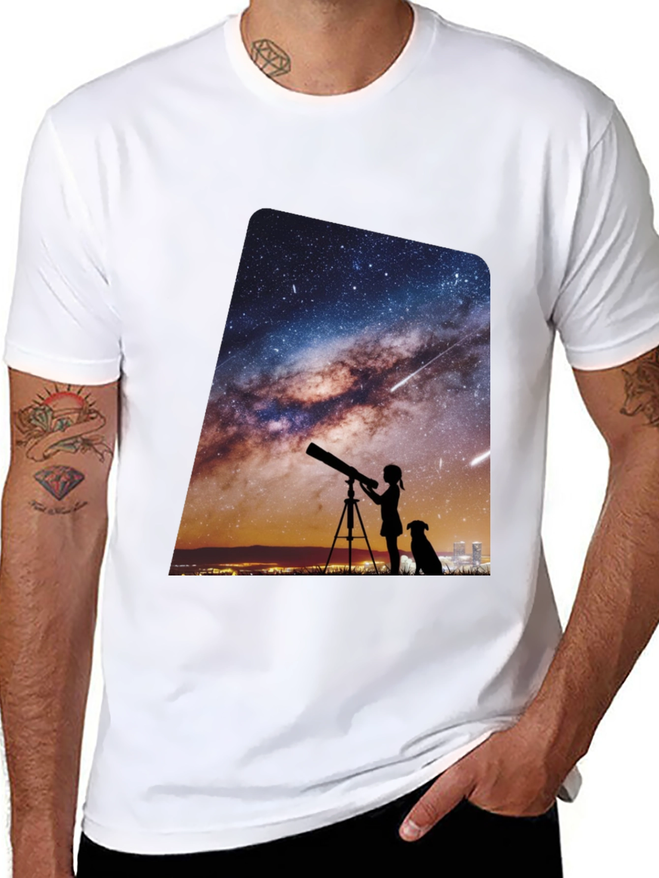 Starry Night Telescope Graphic Tee