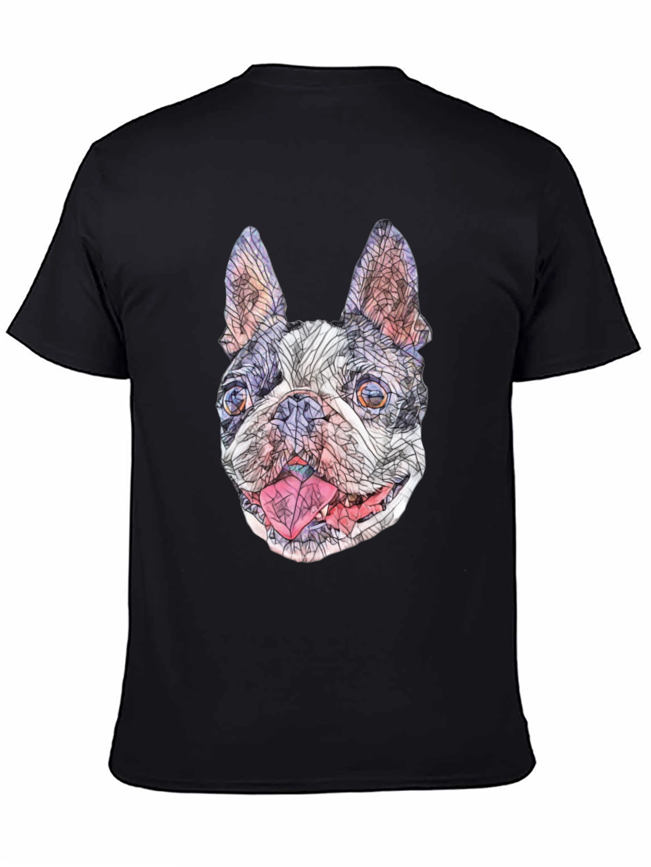 Geometric French Bulldog Graphic T-Shirt - Black