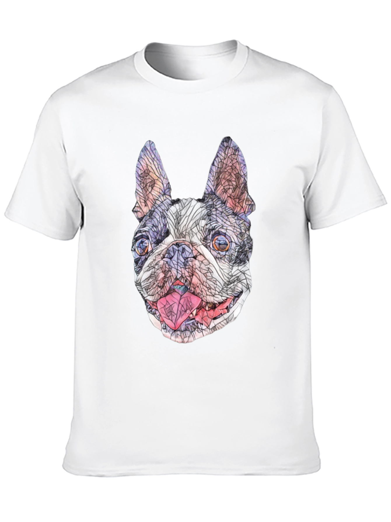 Geometric French Bulldog Graphic T-Shirt - Black