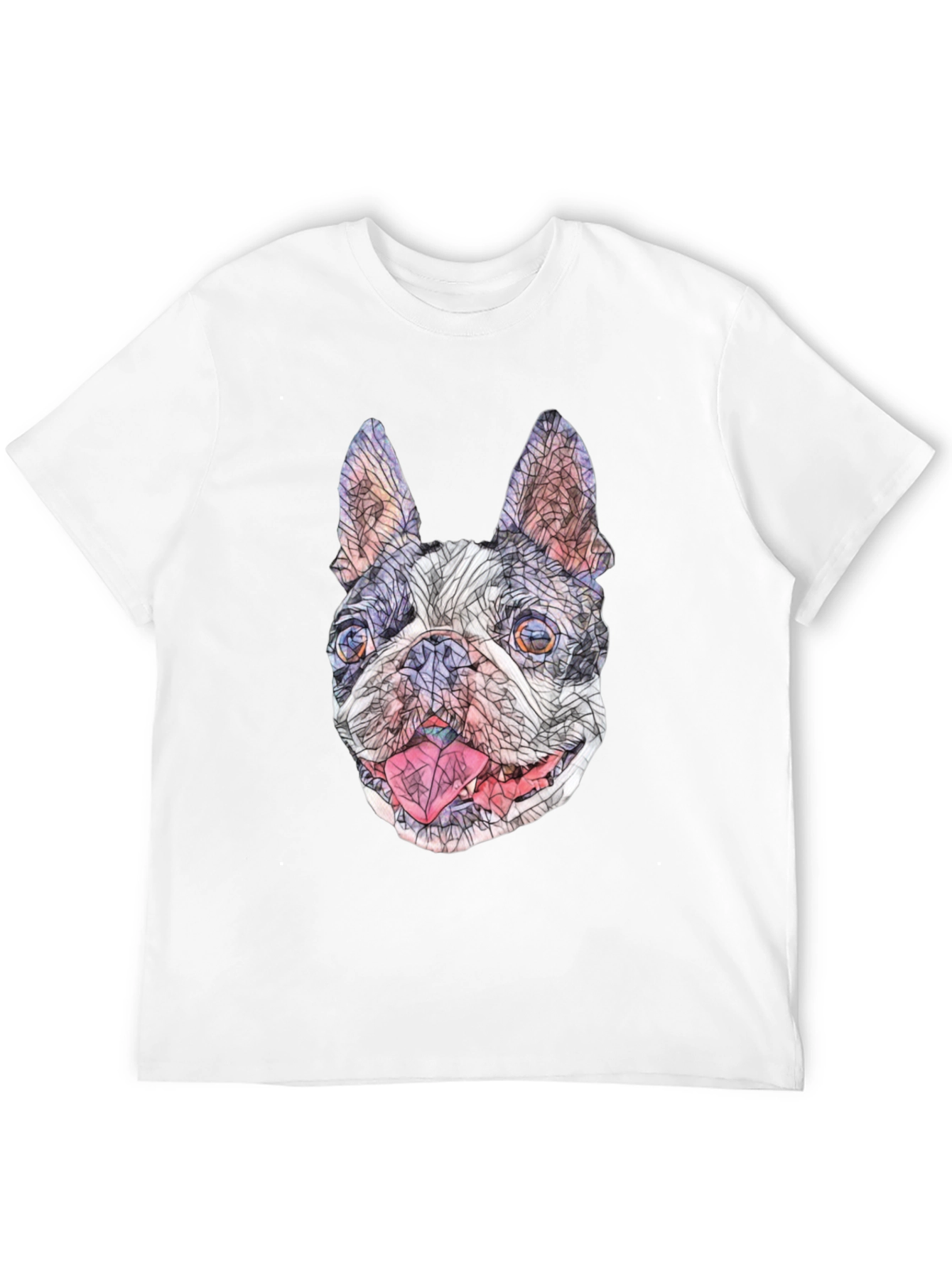 Geometric French Bulldog Graphic T-Shirt - Black