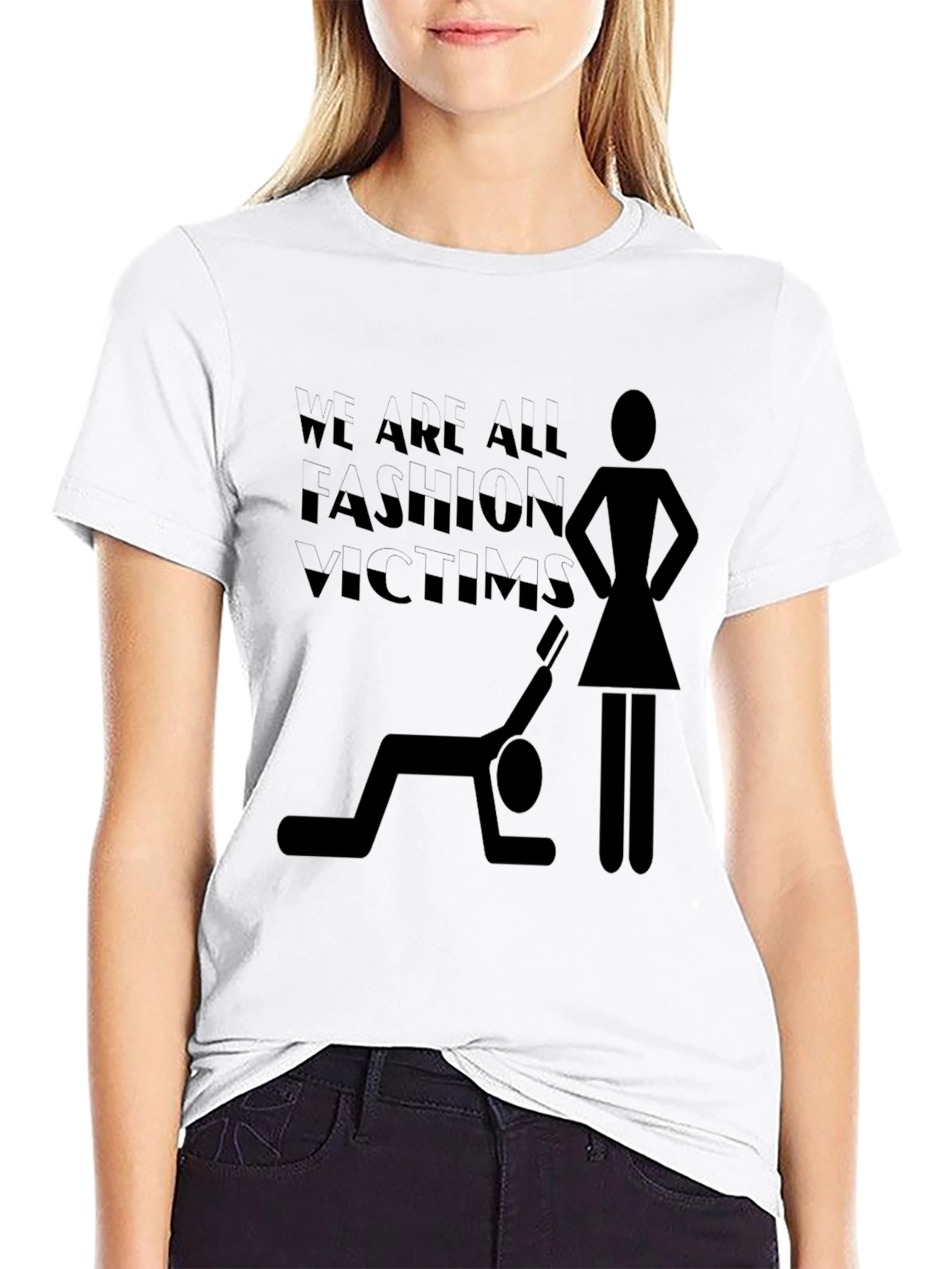 Fashion Victim Graphic Tee - Trendy Black T-Shirt