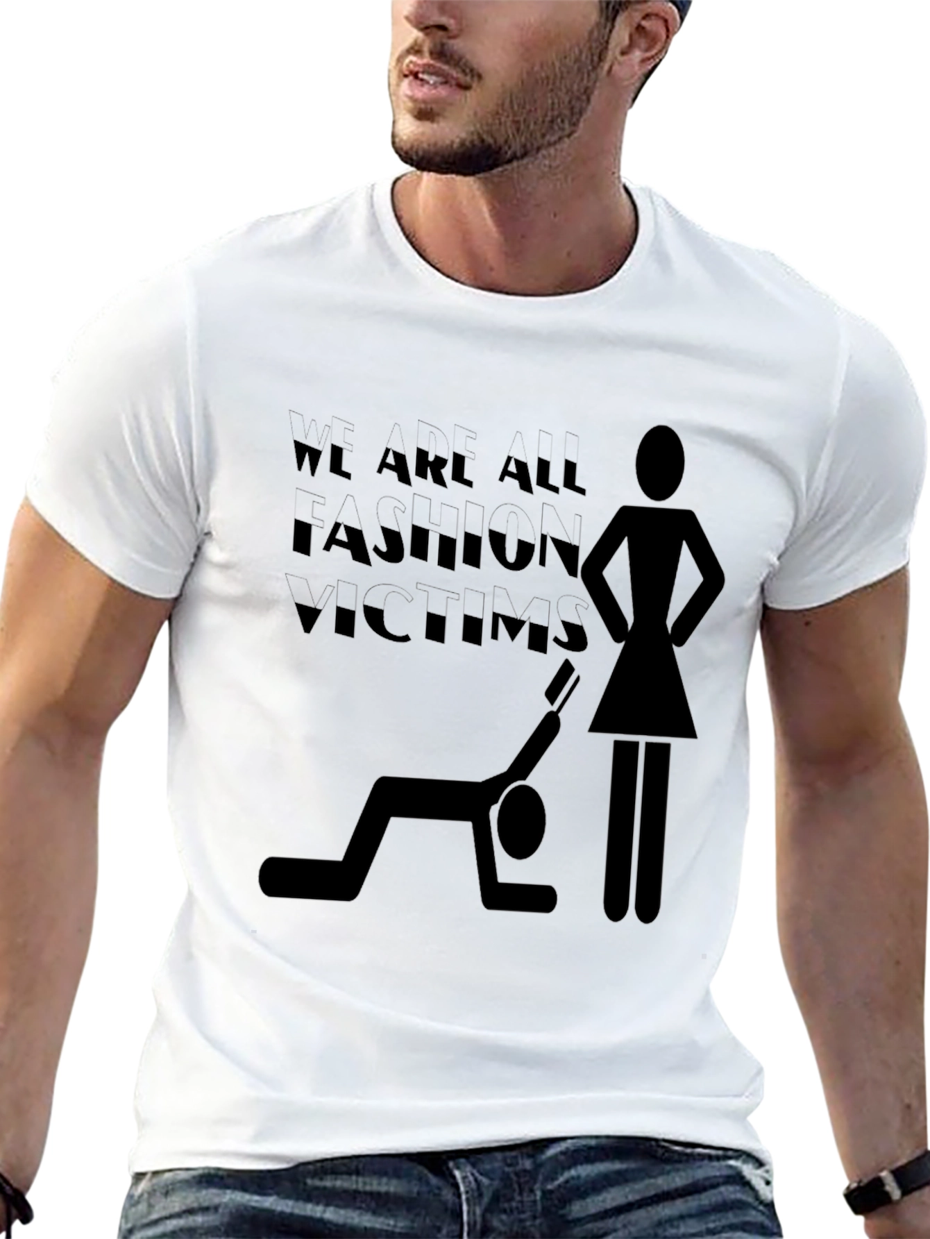 Fashion Victim Graphic Tee - Trendy Black T-Shirt