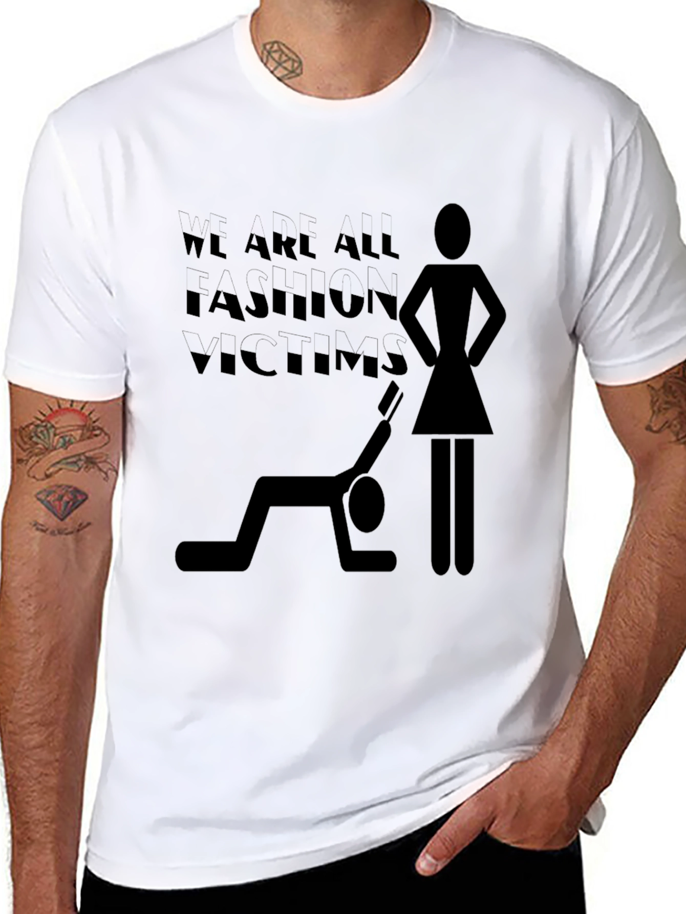 Fashion Victim Graphic Tee - Trendy Black T-Shirt