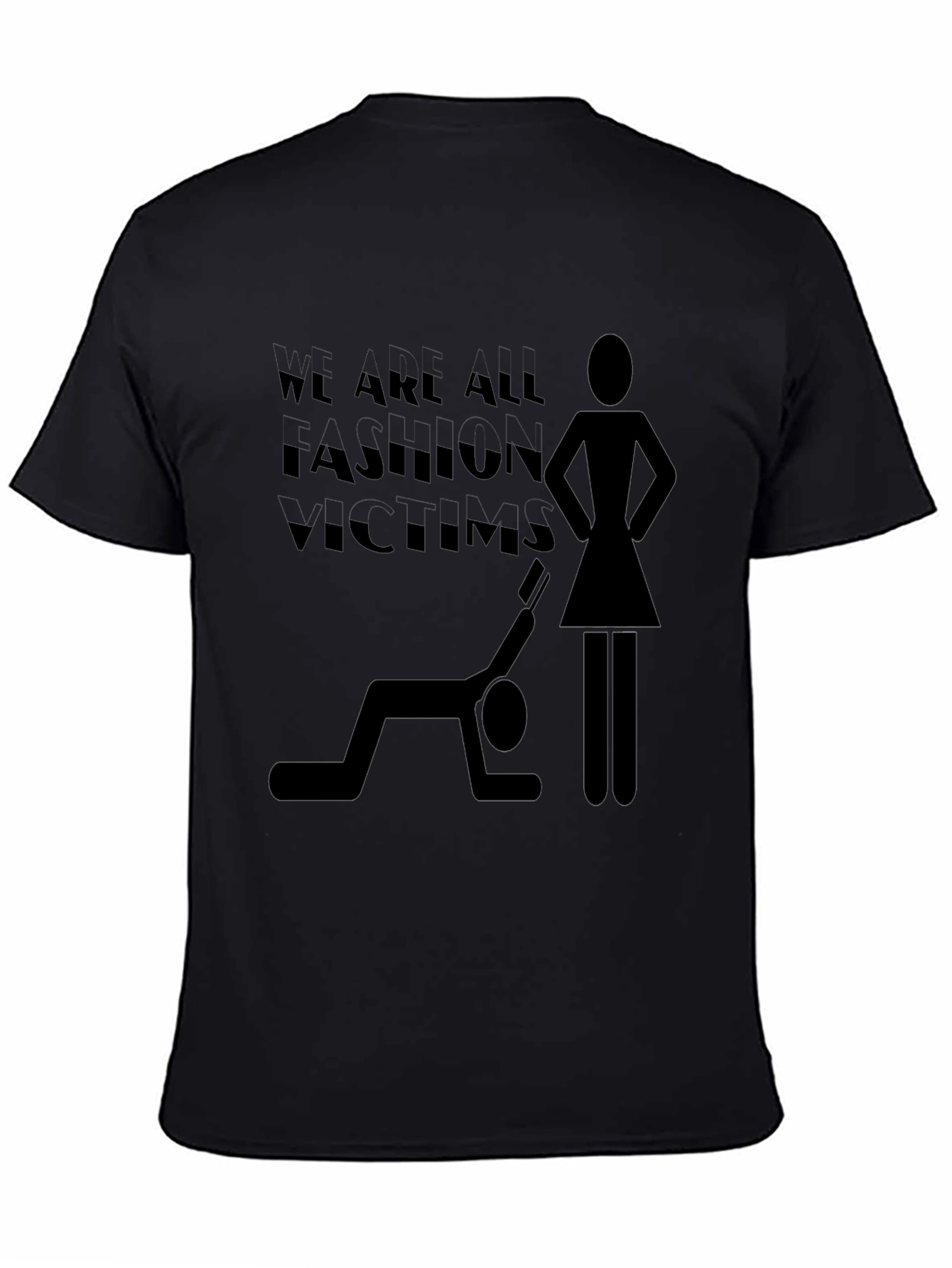 Fashion Victim Graphic Tee - Trendy Black T-Shirt