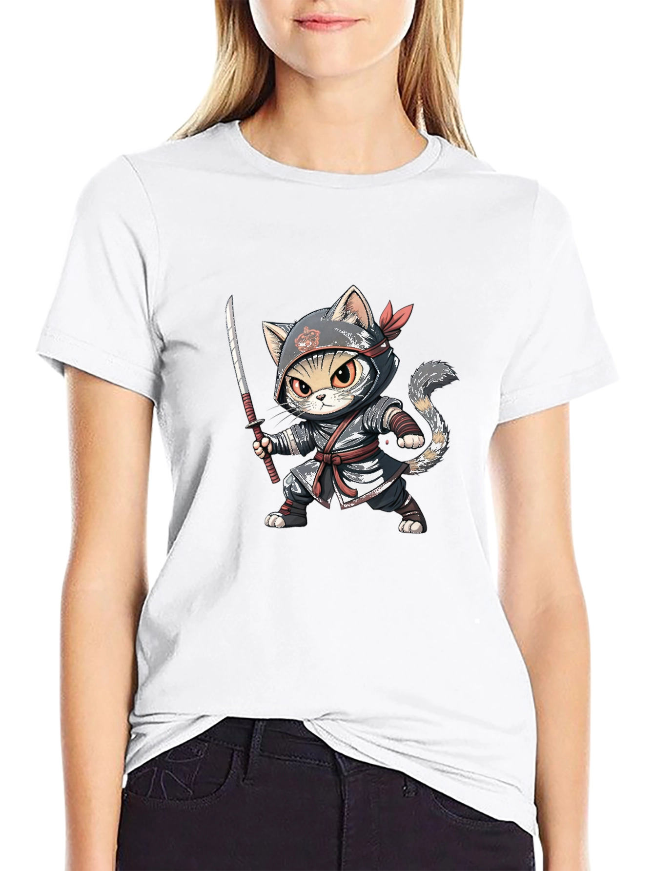 Ninja Cat Graphic Tee - Stealth Style