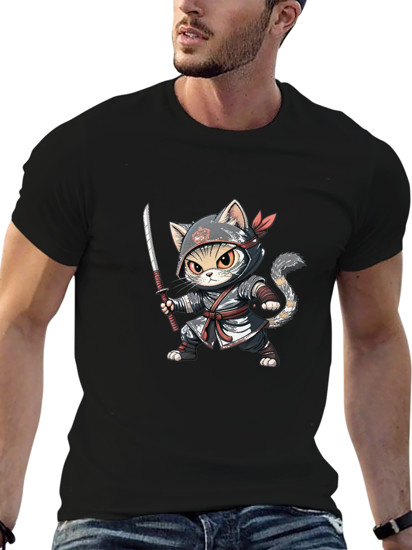 Ninja Cat Graphic Tee - Stealth Style