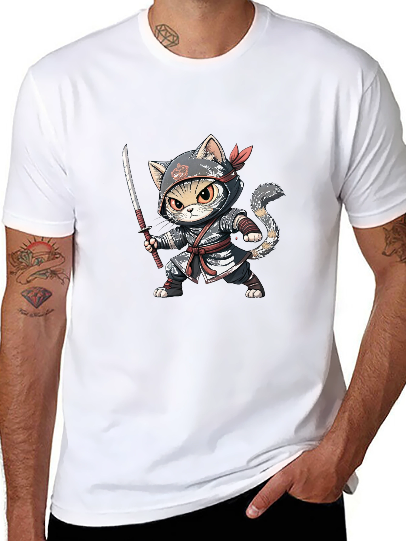 Ninja Cat Graphic Tee - Stealth Style
