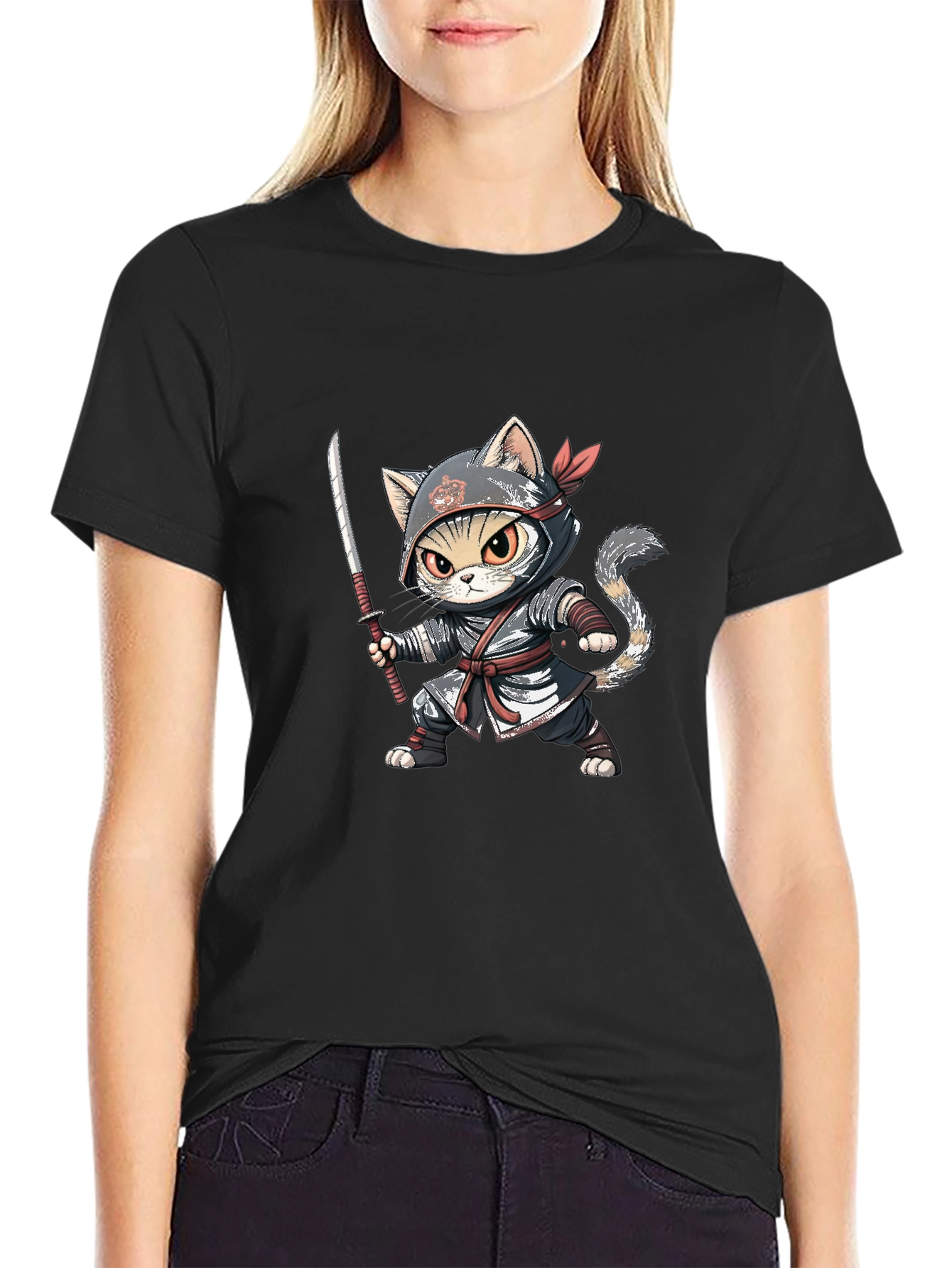 Ninja Cat Graphic Tee - Stealth Style