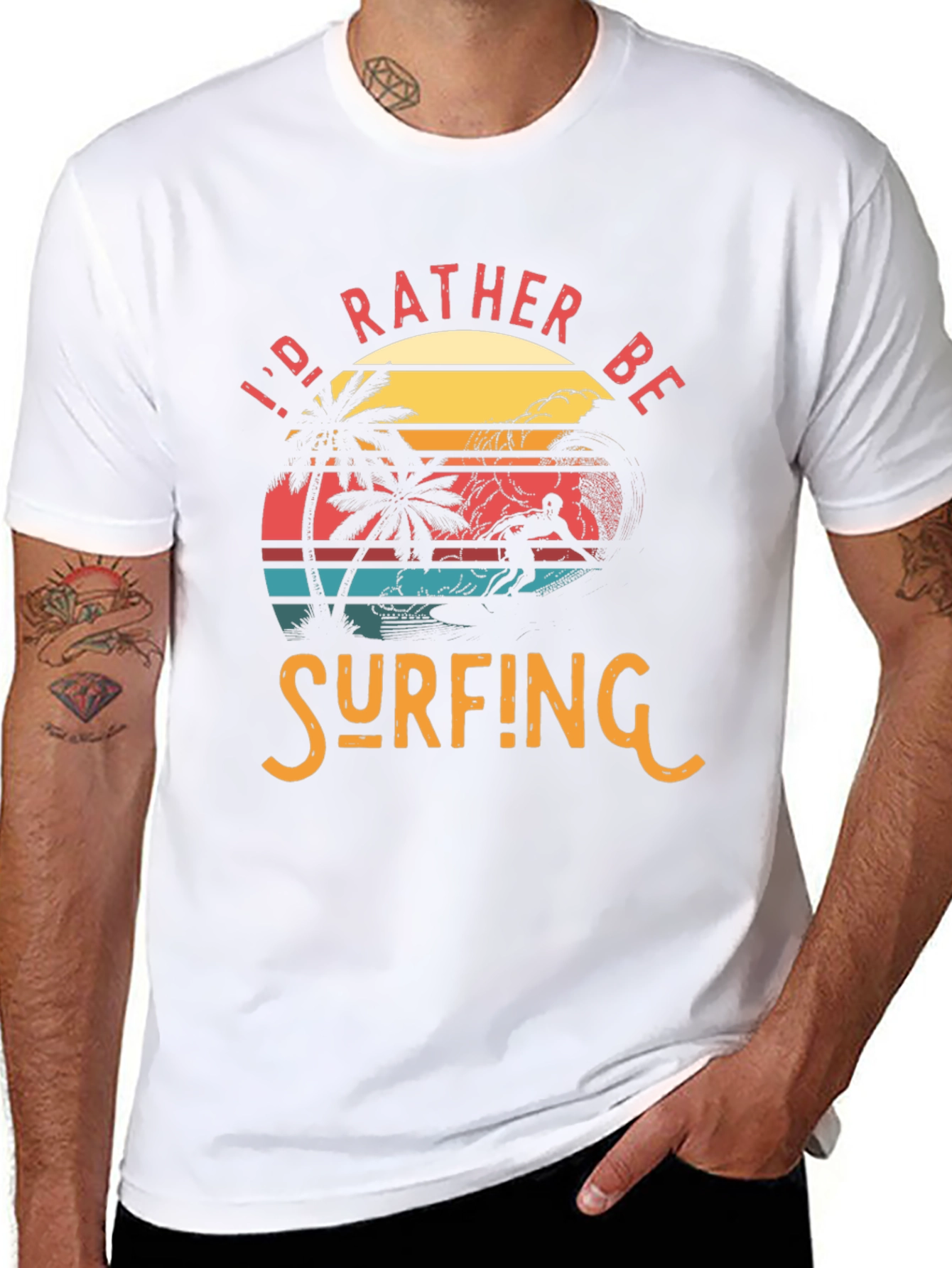 Id Rather Be Surfing Tee - Retro Beach Graphic