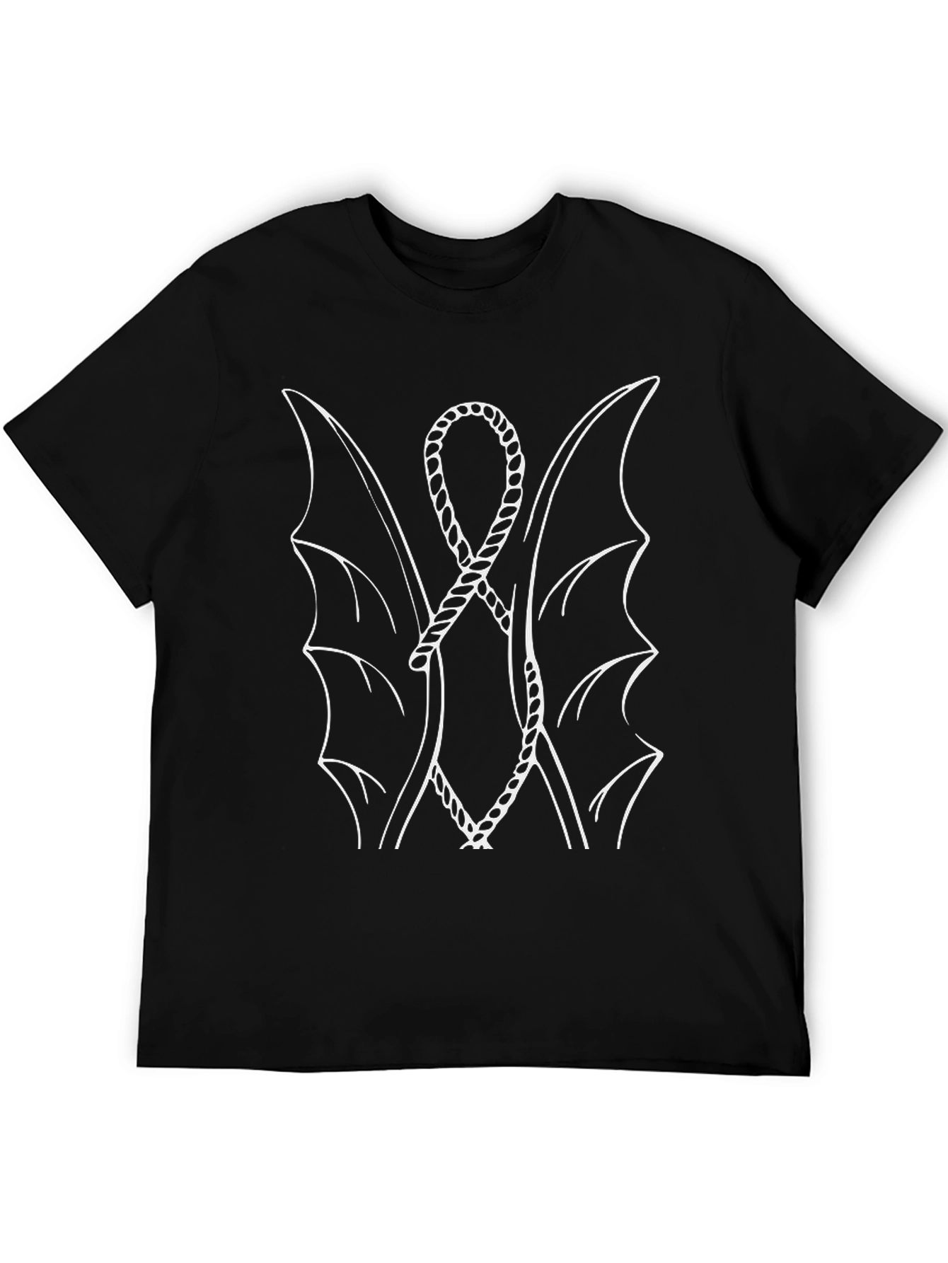 Unique Bat Wing Rope Design Black T-Shirt