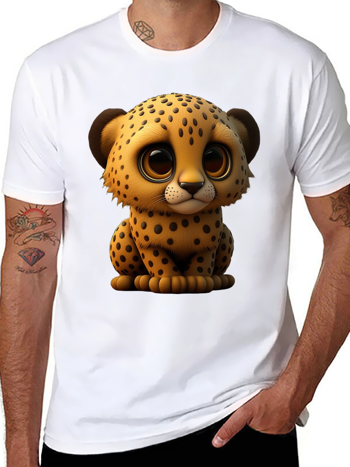Cute Cheetah Graphic Tee - Soft Cotton Blend
