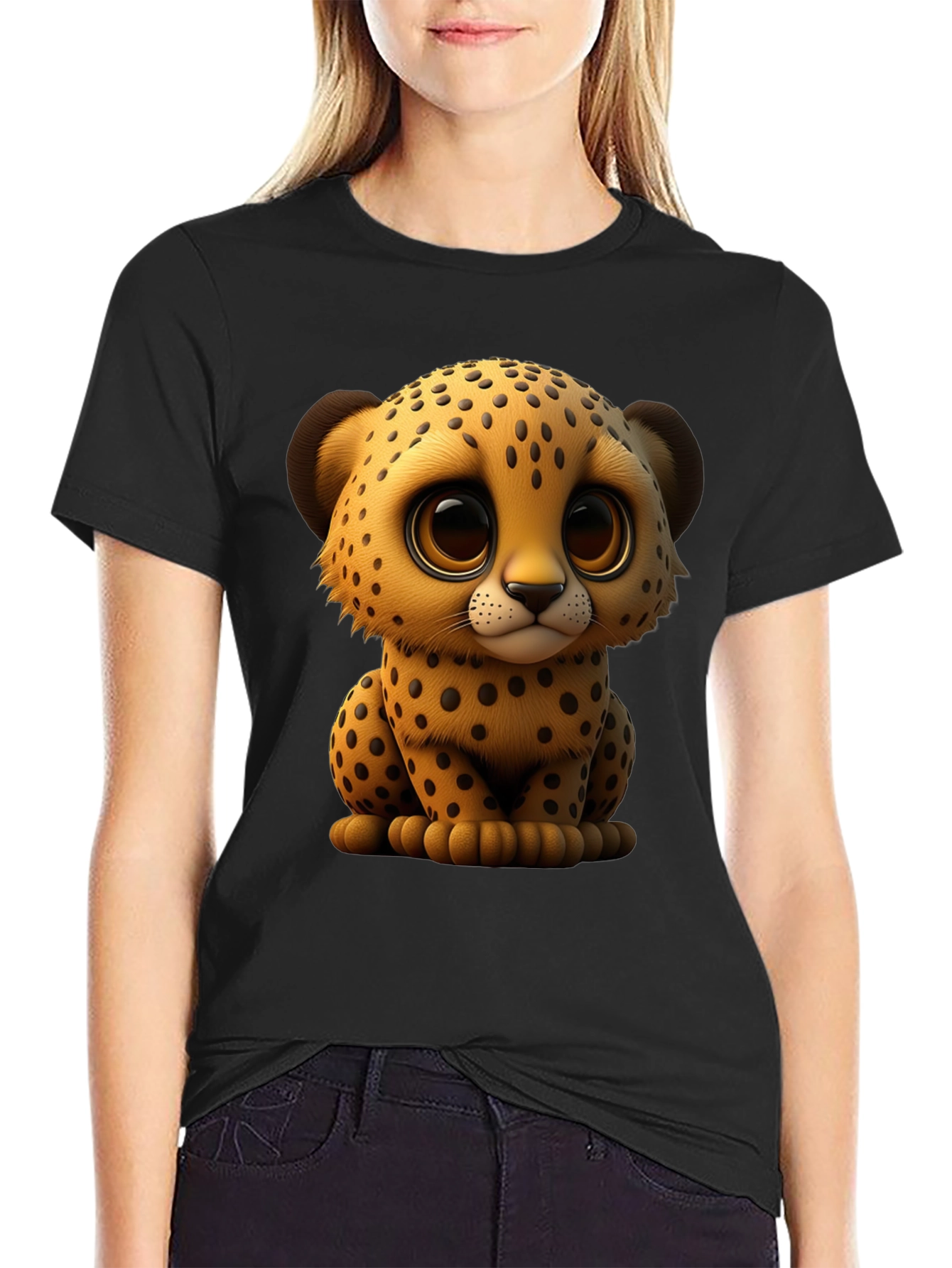 Cute Cheetah Graphic Tee - Soft Cotton Blend