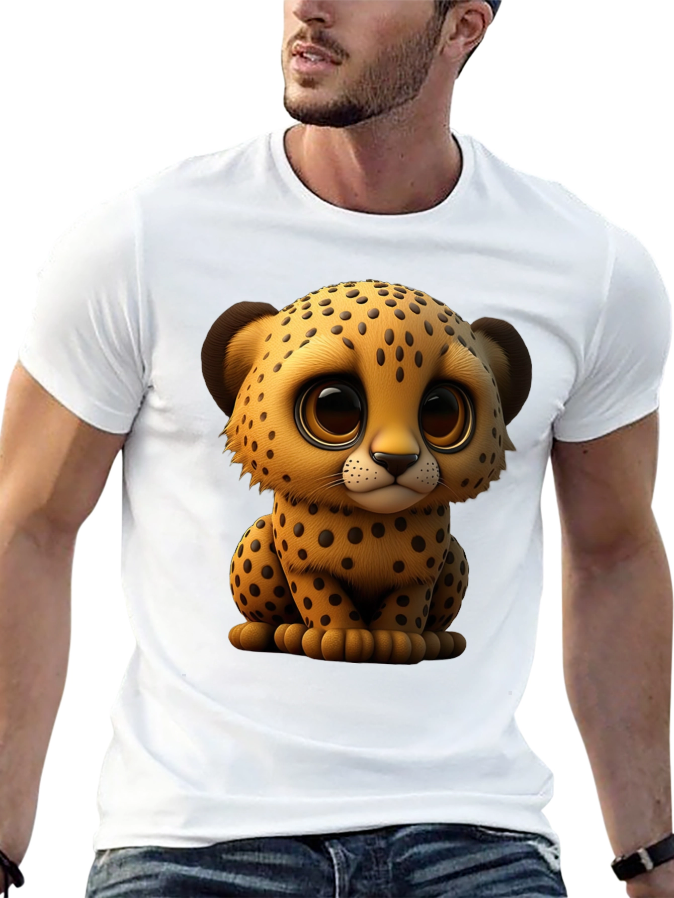 Cute Cheetah Graphic Tee - Soft Cotton Blend