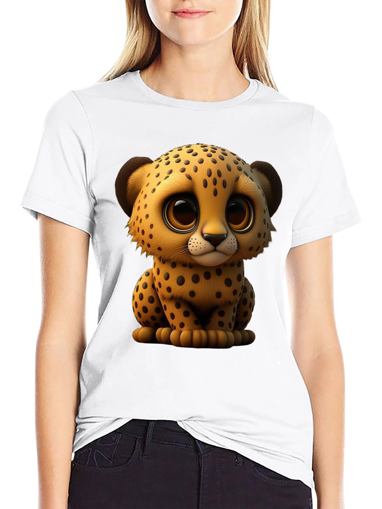 Cute Cheetah Graphic Tee - Soft Cotton Blend