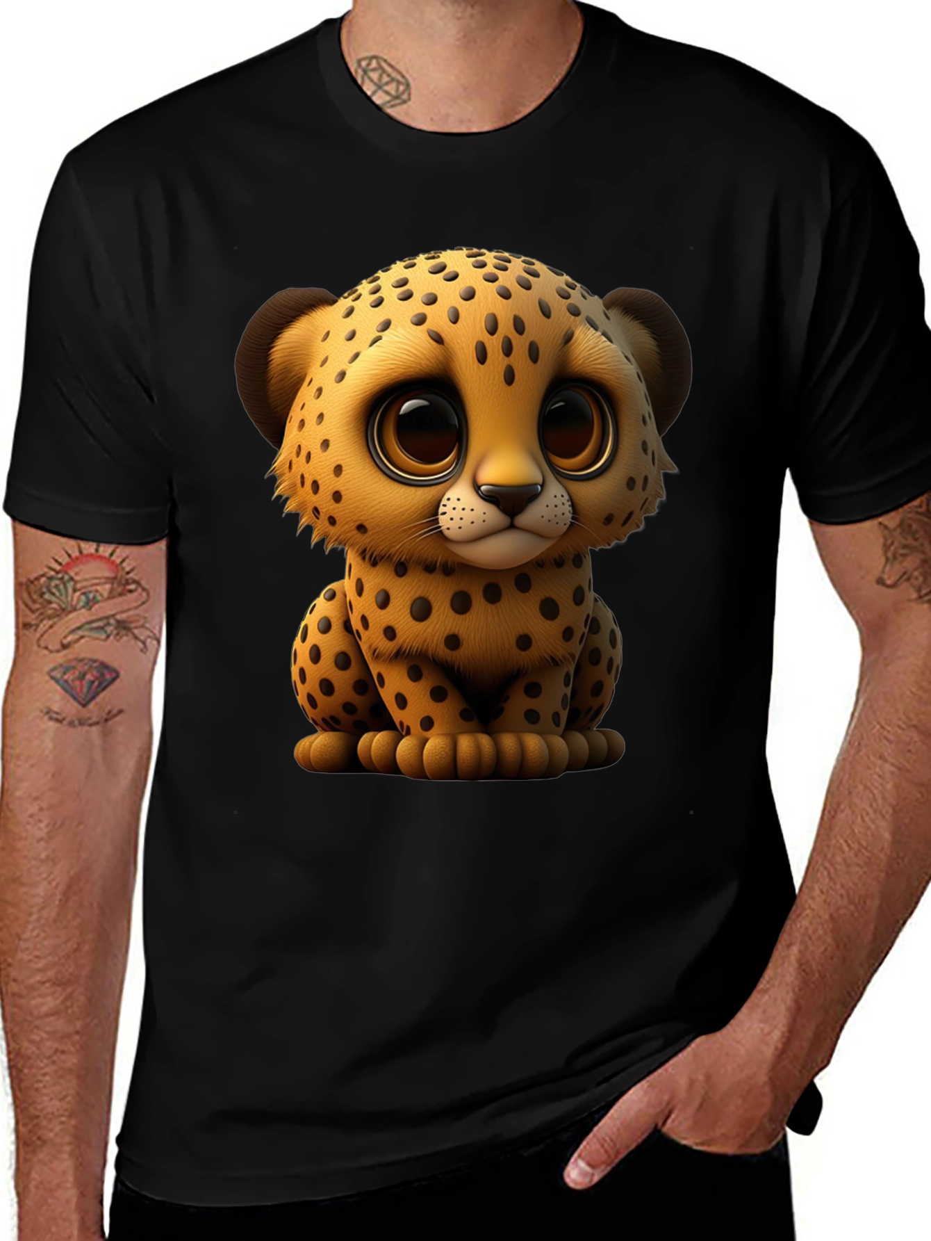 Cute Cheetah Graphic Tee - Soft Cotton Blend