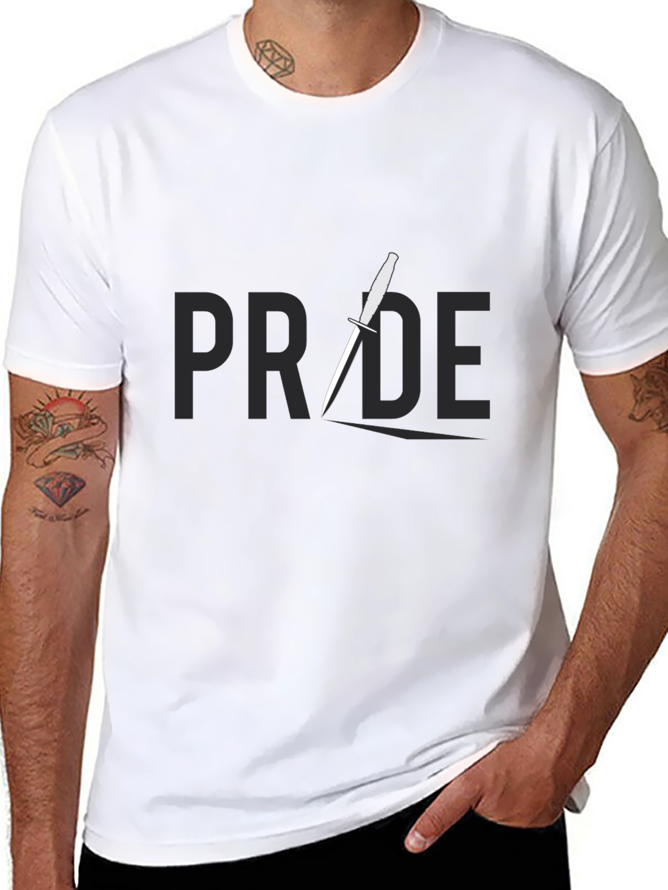 Pride Dagger Graphic Tee - Black Cotton T-Shirt