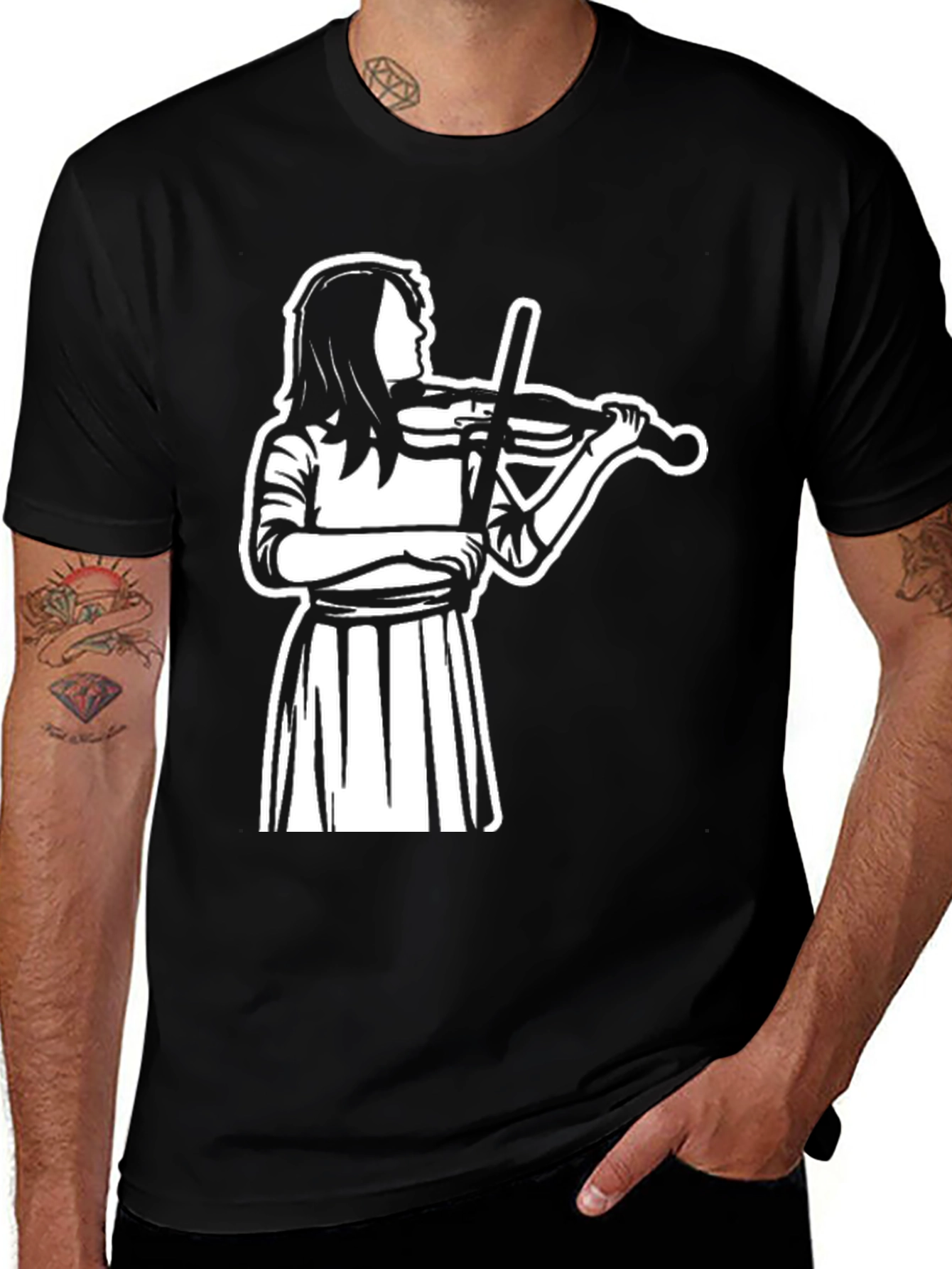 Musician Graphic Tee - Stylish Black Cotton Blend