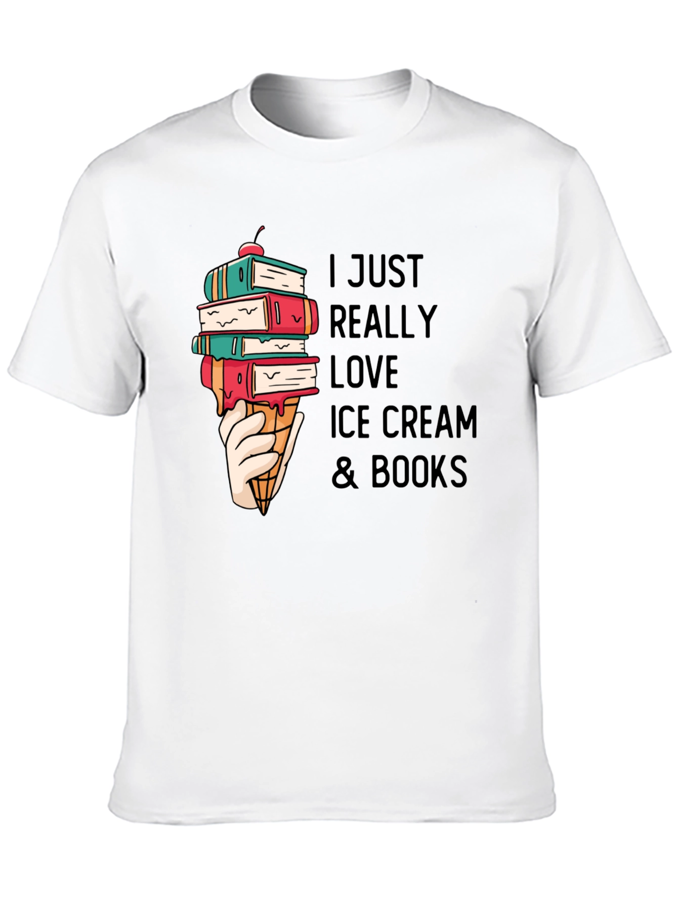 I Love Ice Cream & Books Graphic T-Shirt
