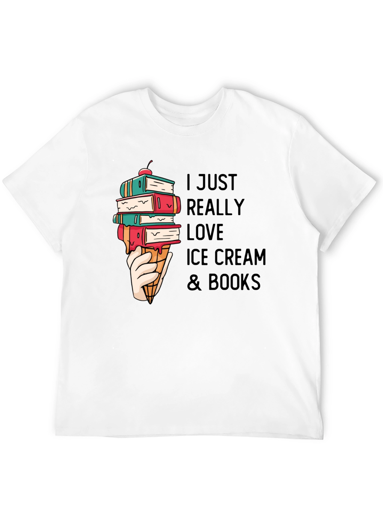 I Love Ice Cream & Books Graphic T-Shirt