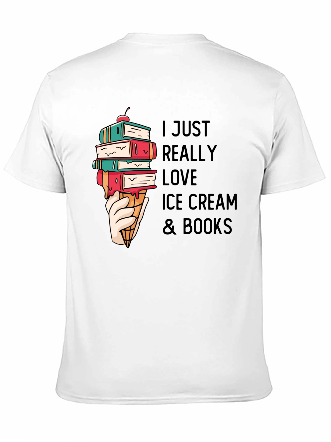 I Love Ice Cream & Books Graphic T-Shirt