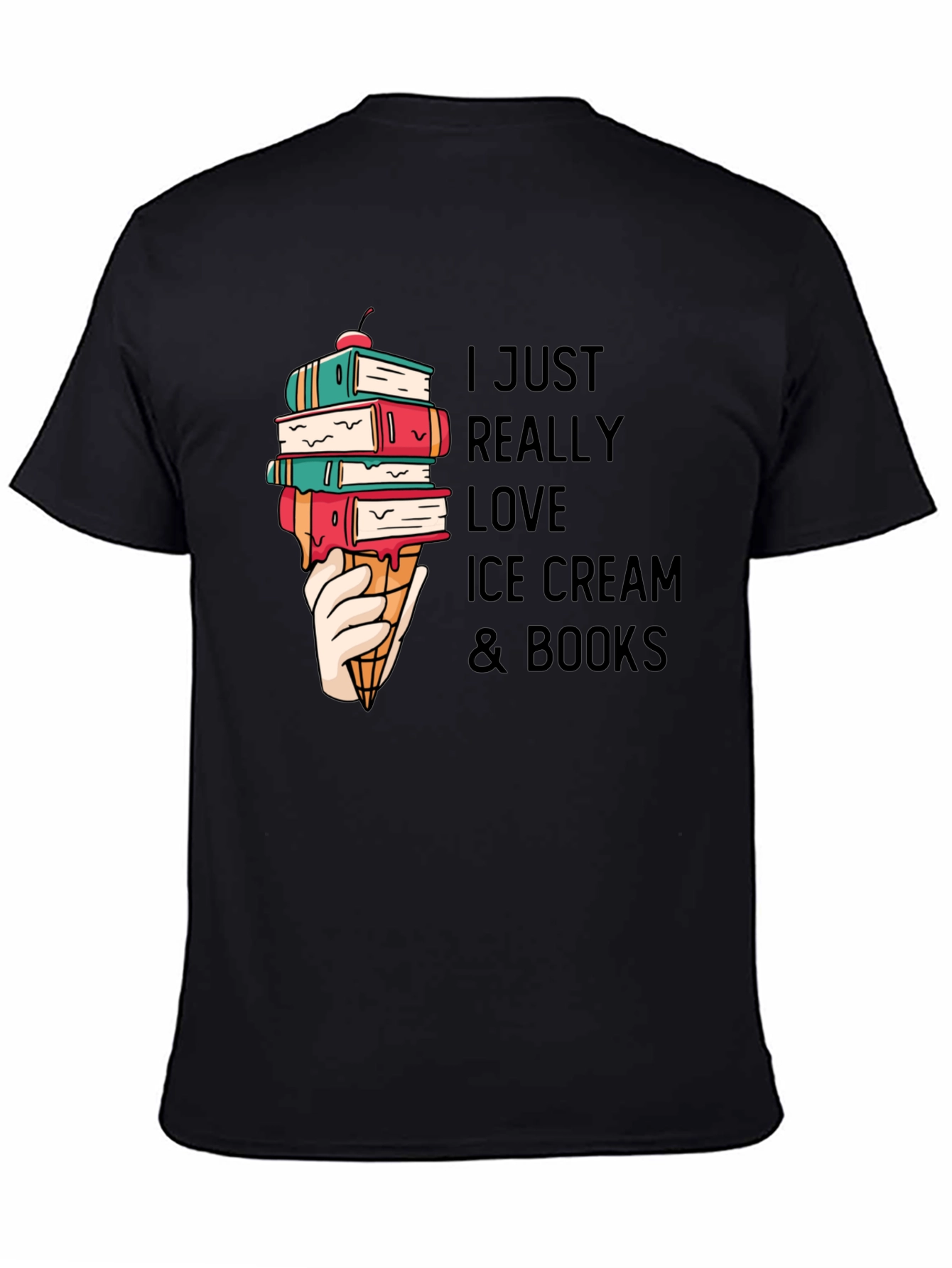I Love Ice Cream & Books Graphic T-Shirt