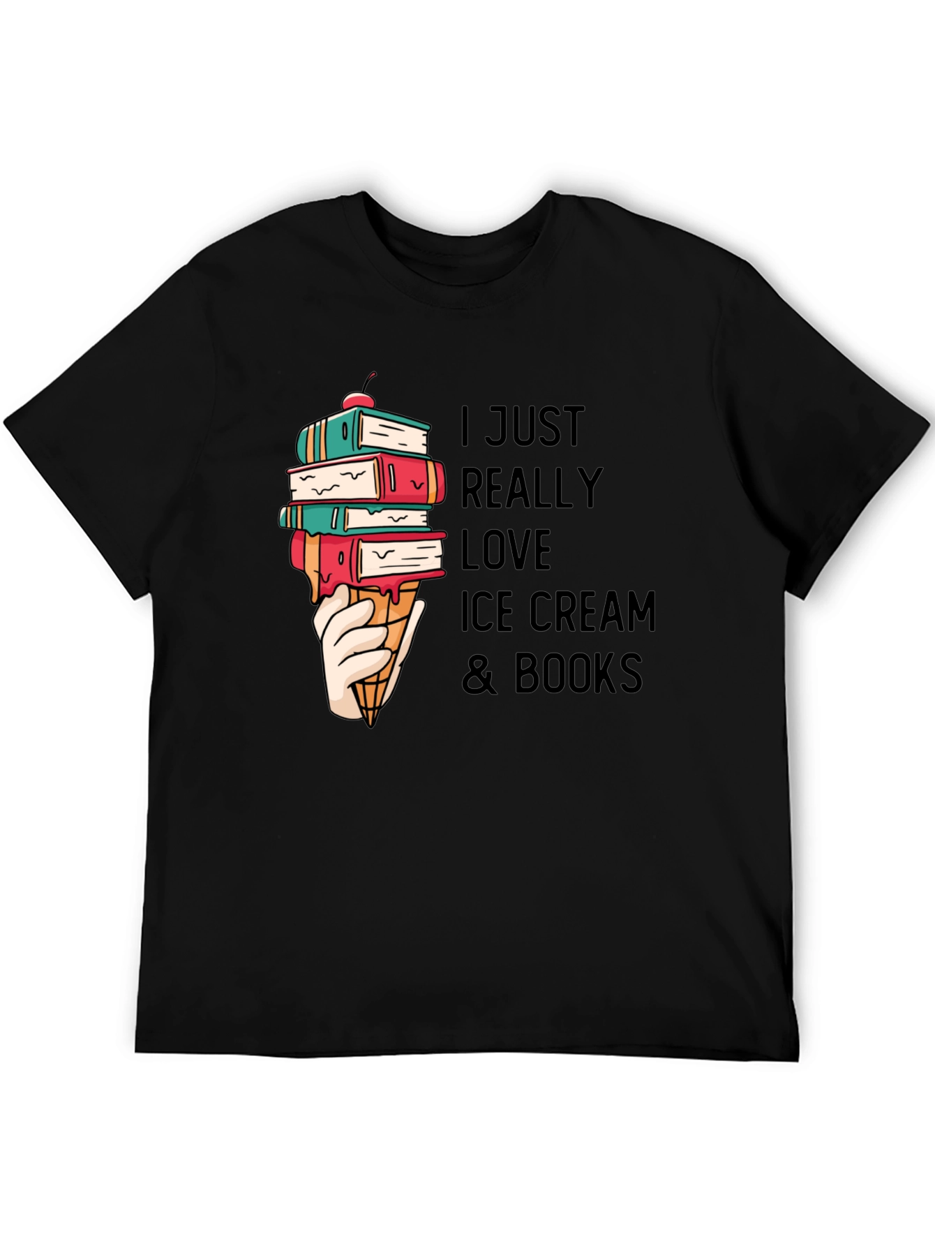 I Love Ice Cream & Books Graphic T-Shirt