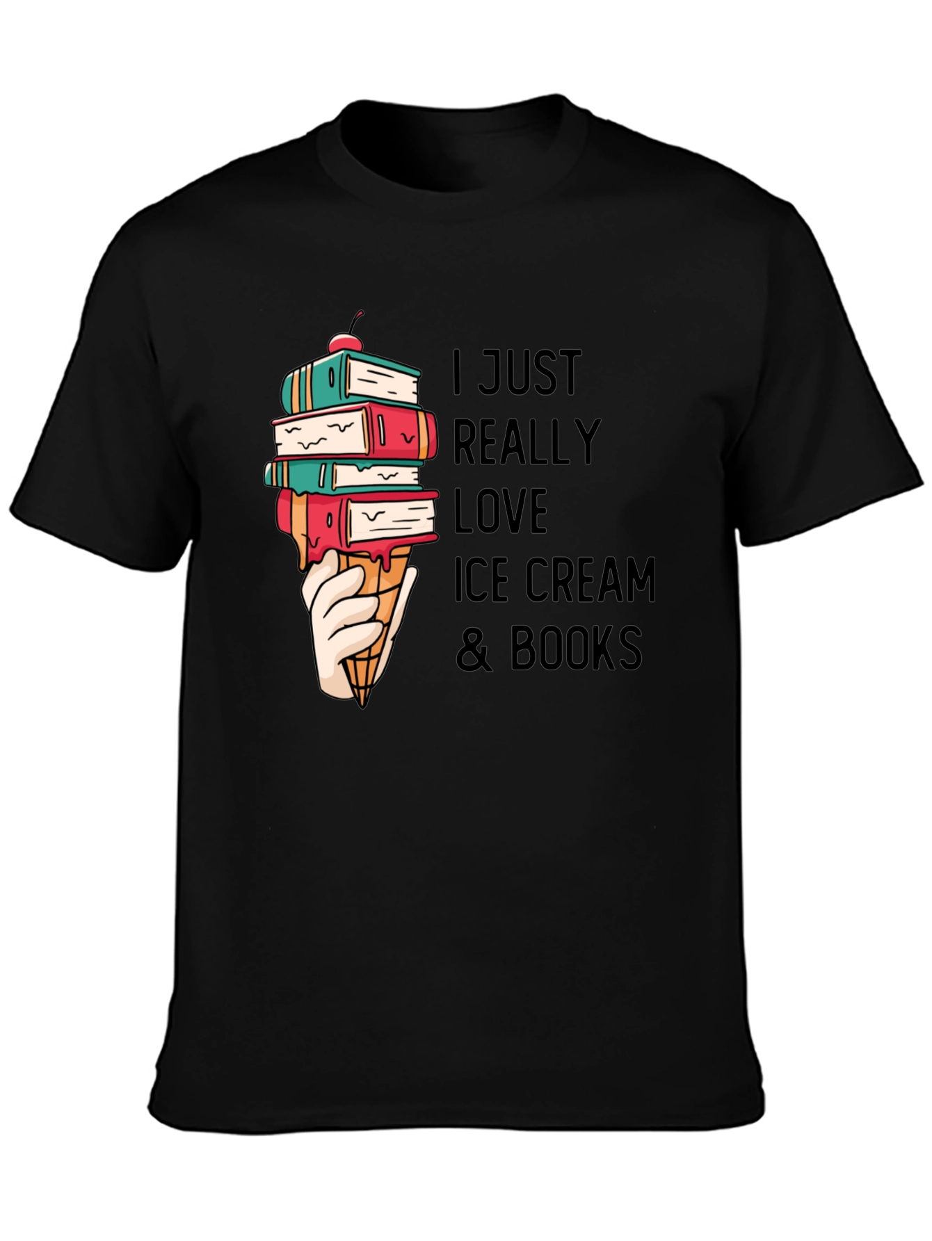 I Love Ice Cream & Books Graphic T-Shirt
