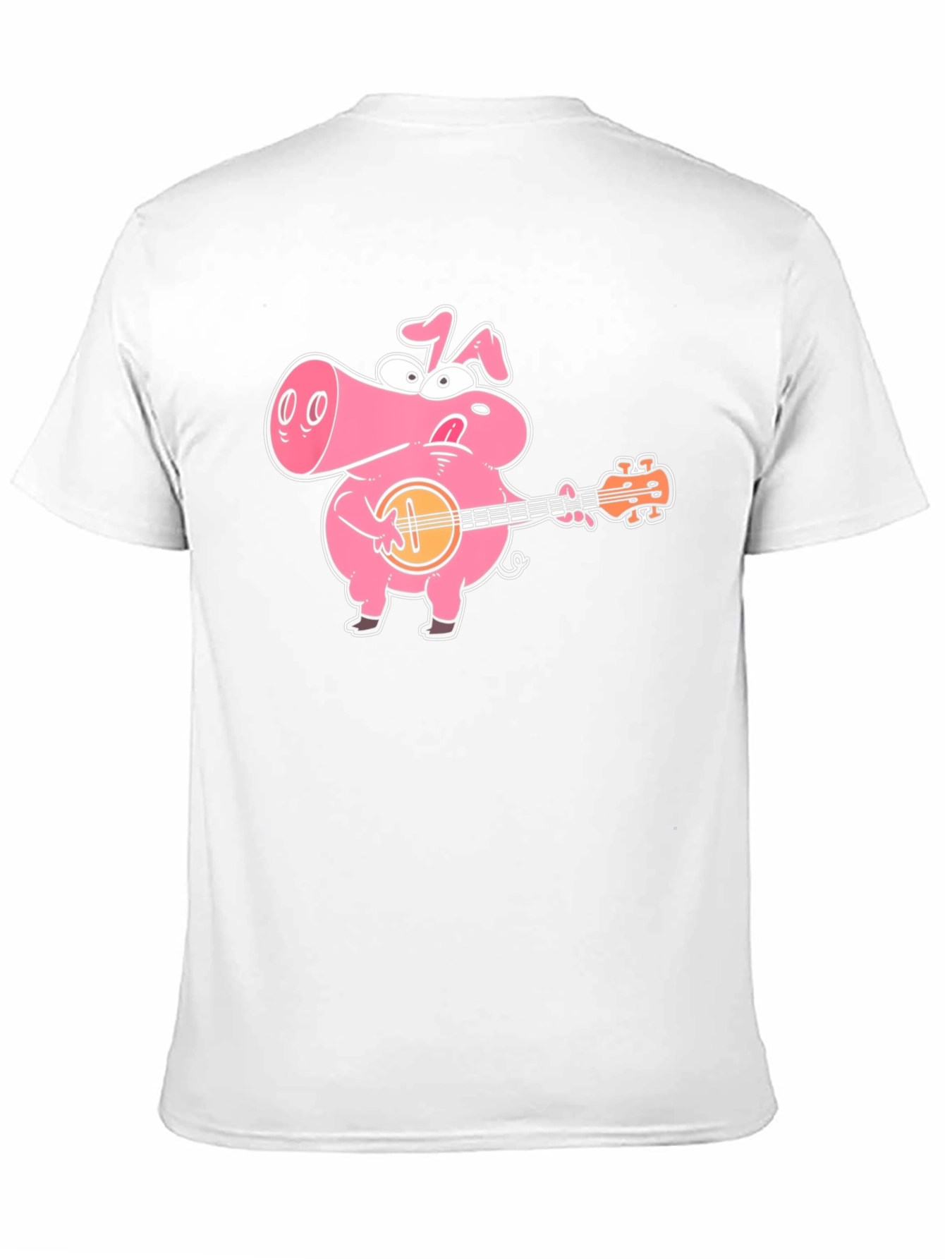 Pig Playing Banjo Graphic T-Shirt - Black Cotton Tee