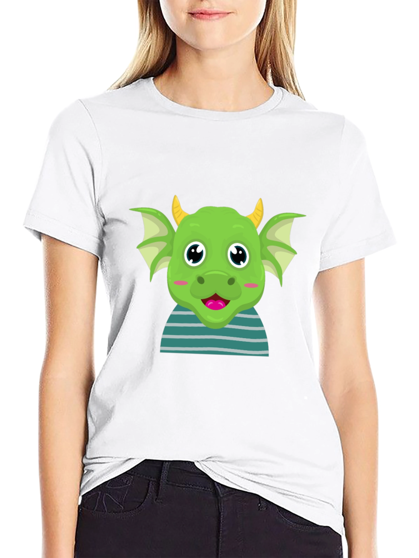 Cute Green Dragon Cartoon T-Shirt