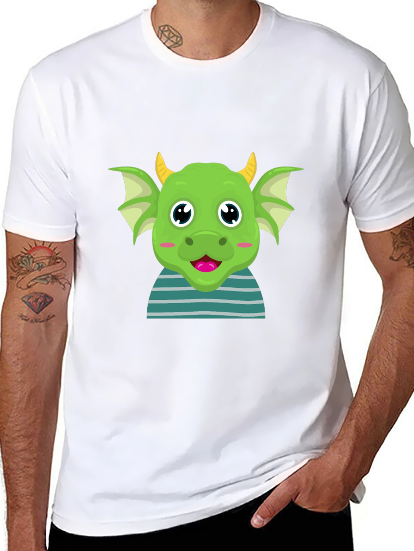 Cute Green Dragon Cartoon T-Shirt