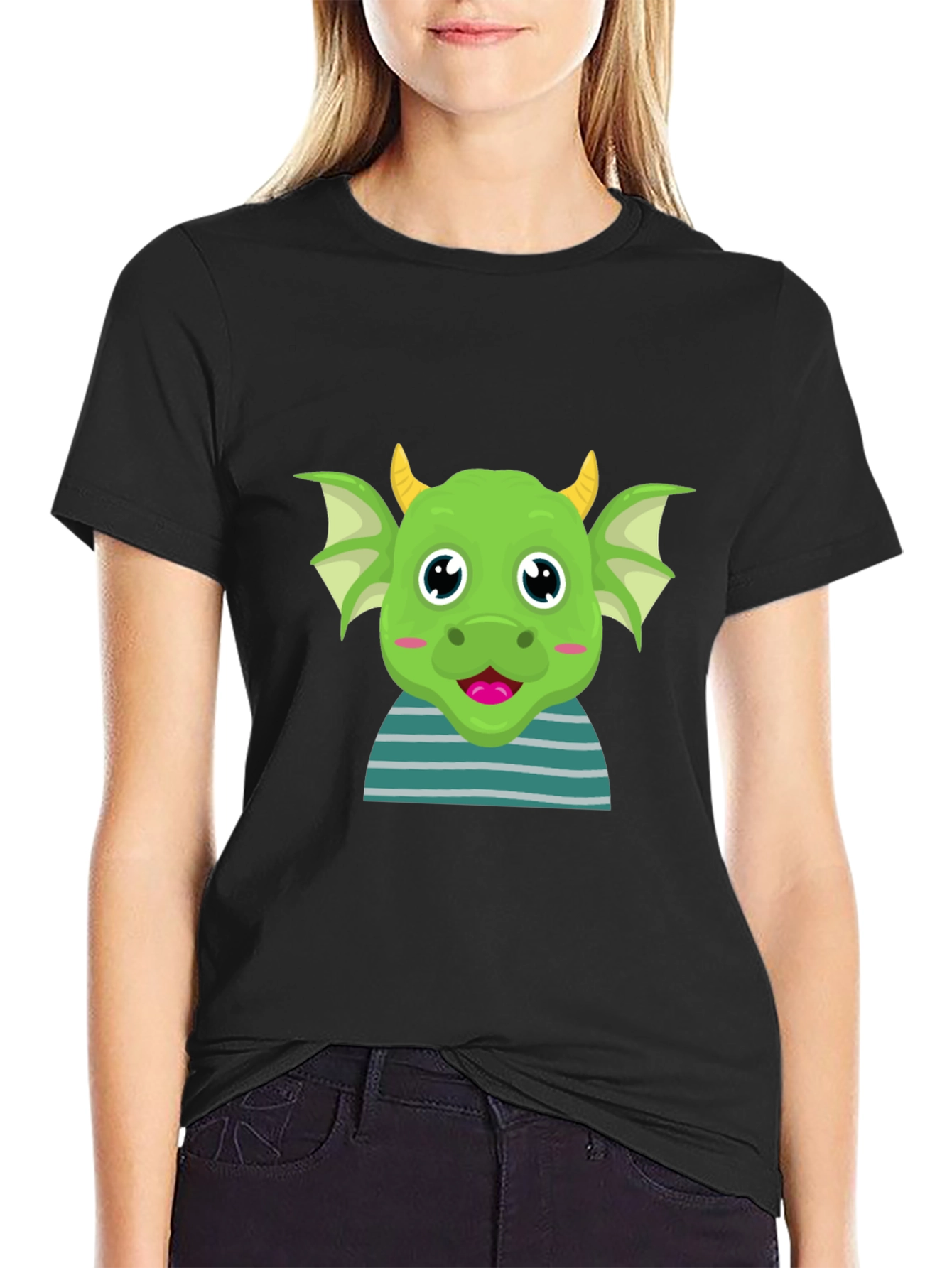 Cute Green Dragon Cartoon T-Shirt