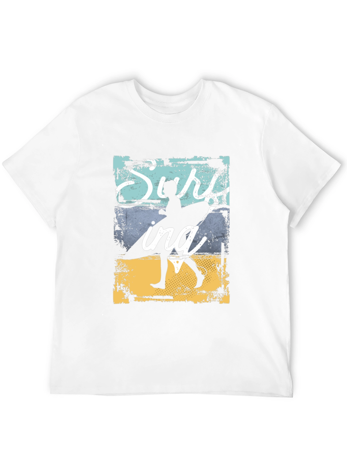 Surfing Silhouette Graphic T-Shirt - Black