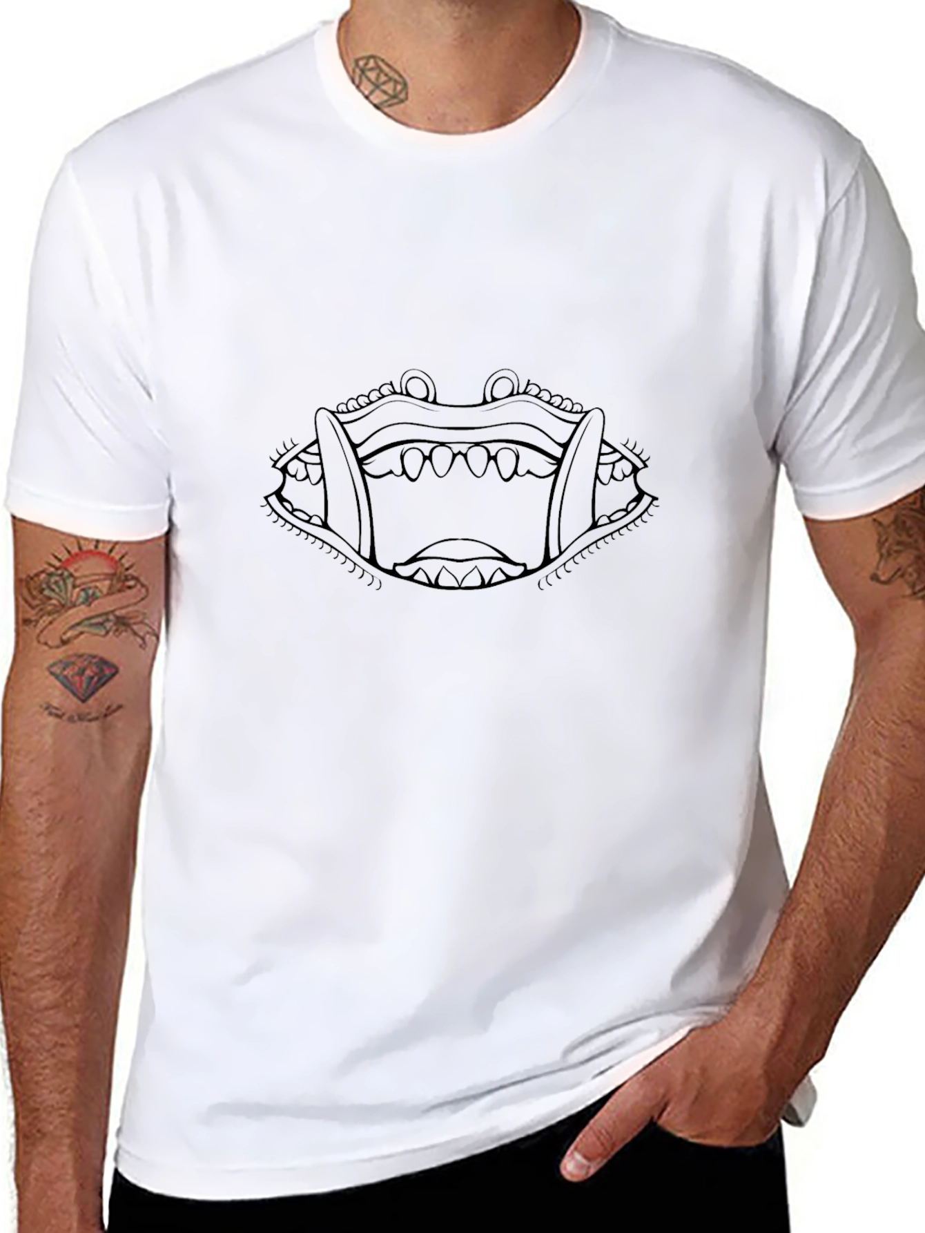 Monster Mouth Graphic Tee - Mens Black T-Shirt