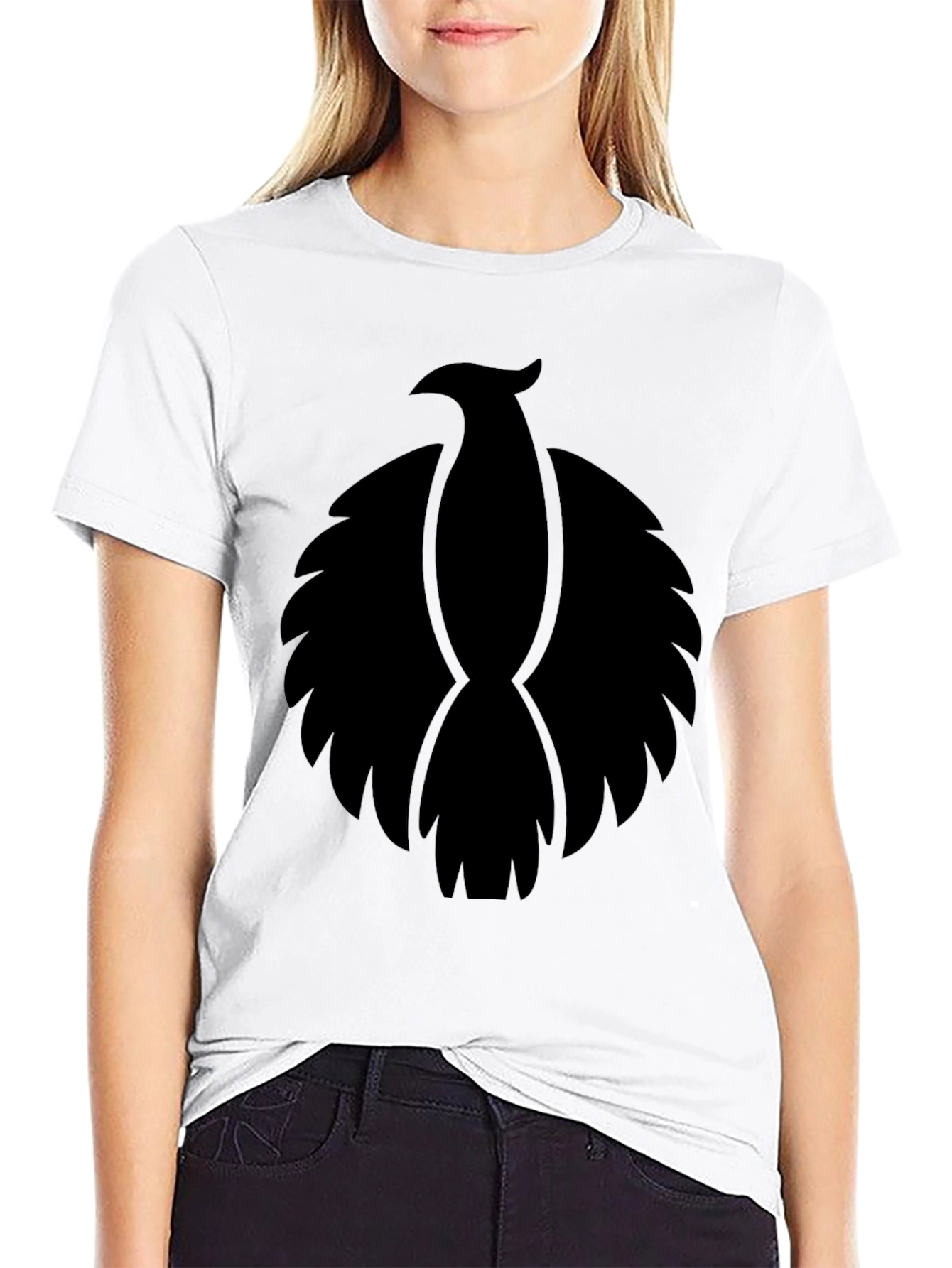 Black Phoenix Graphic Tee - Modern Crew Neck T-Shirt