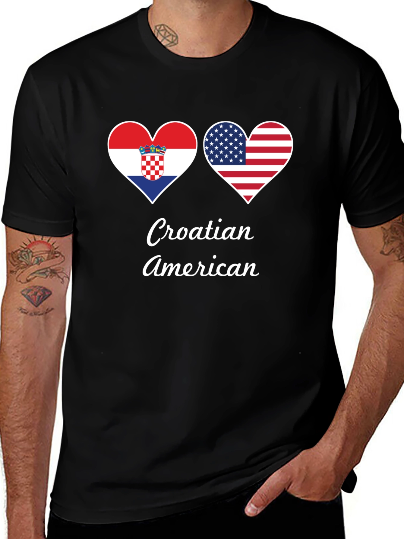 Croatia USA Flag Heart T-Shirt Croatian American